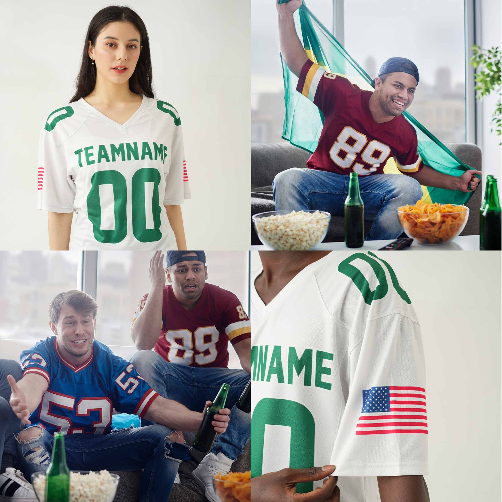 Custom Football Jersey Red and White - Design Your Own