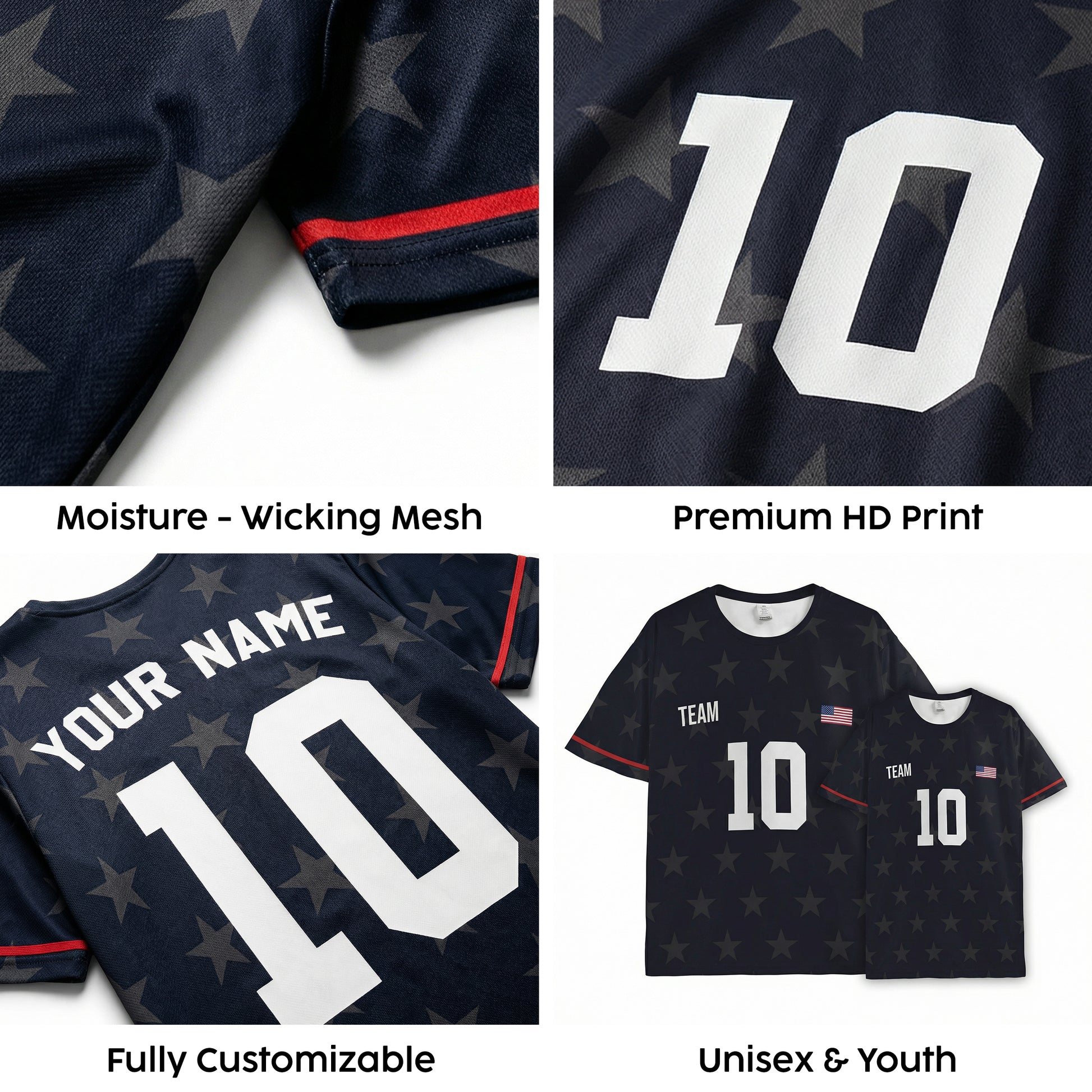 Custom USA Soccer Jersey American Fan Eagle Crest - Personalized Name Number