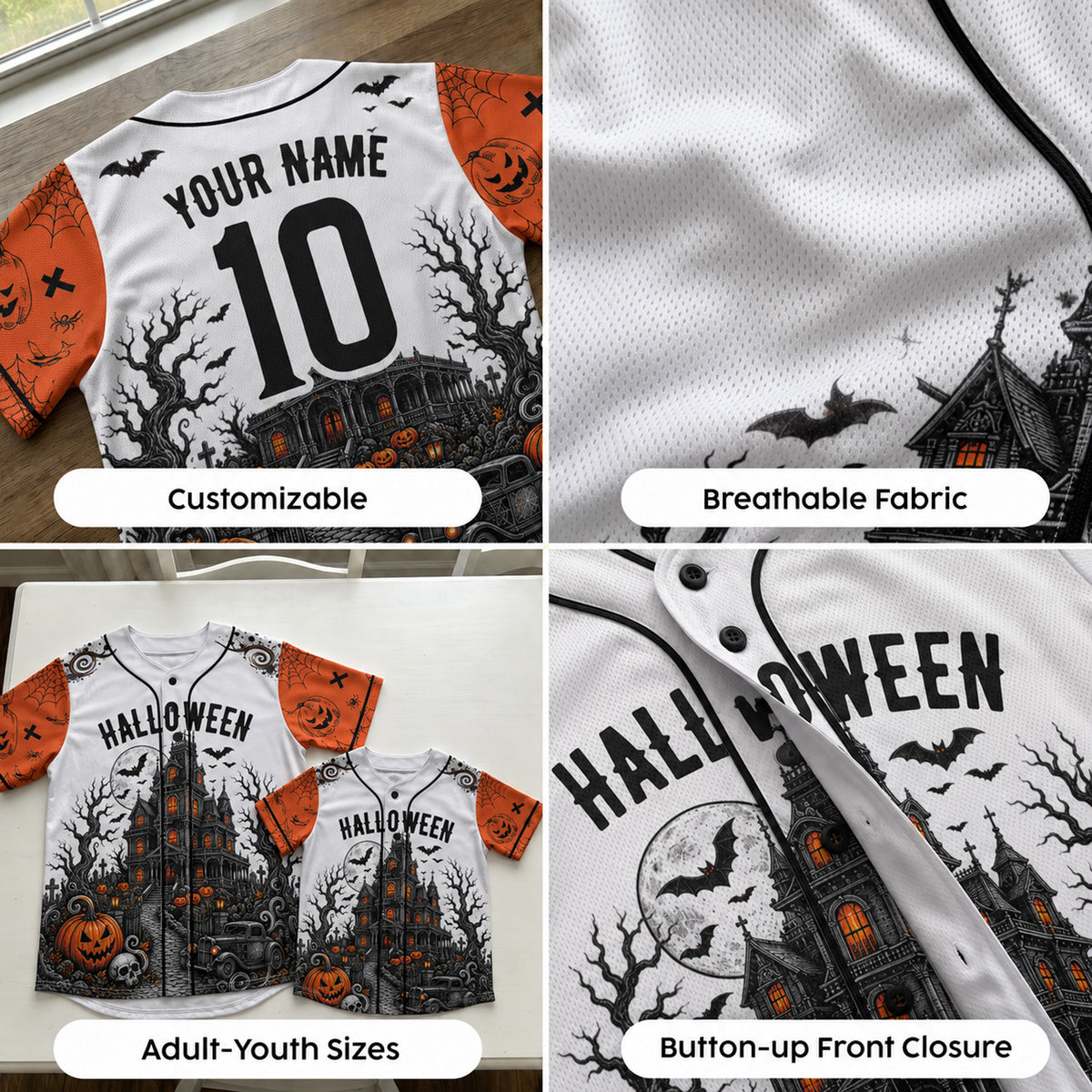 Custom Halloween Baseball Jersey Bats - Design Your Own