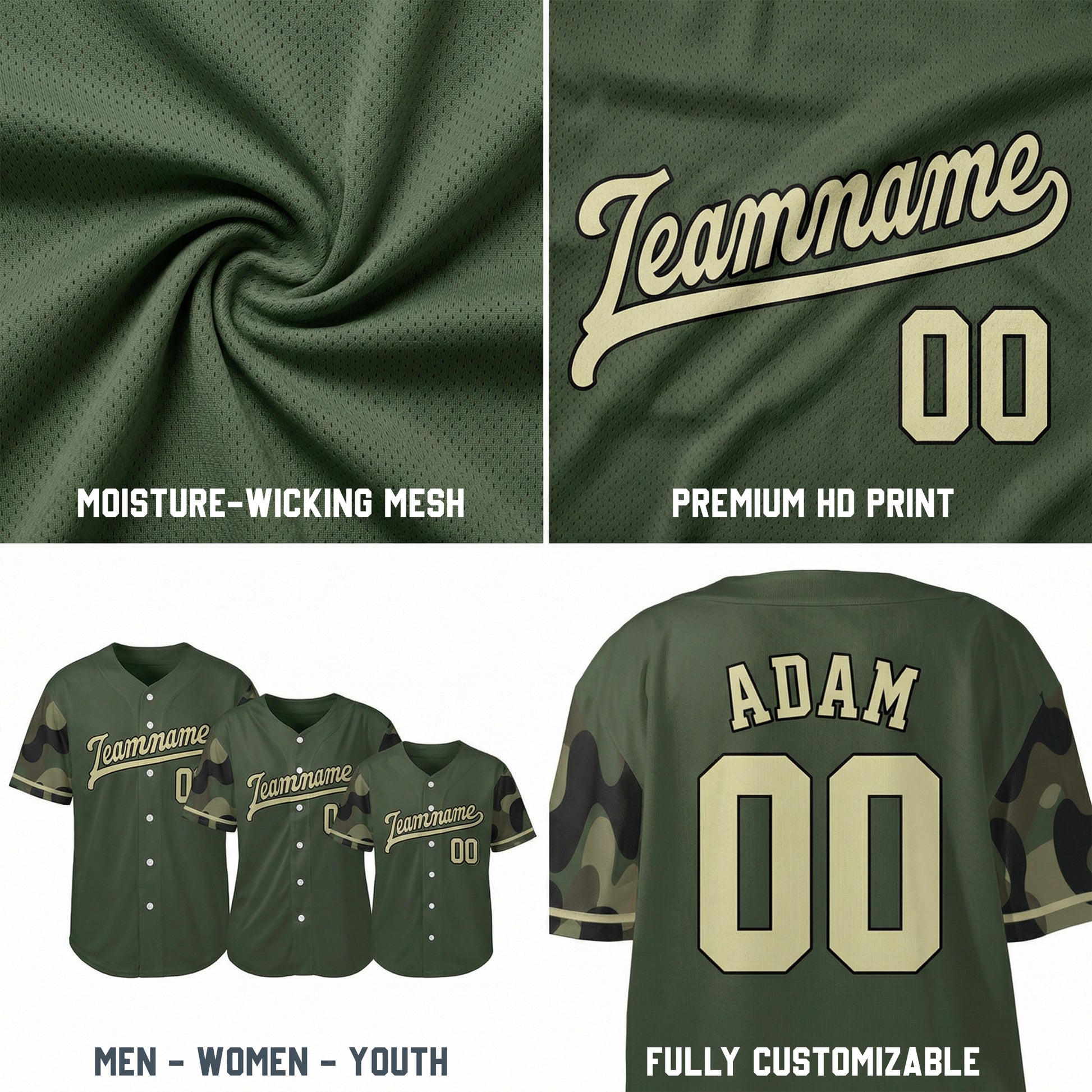 Custom Gray Digital Camo Baseball Jersey – Personalized Name Number