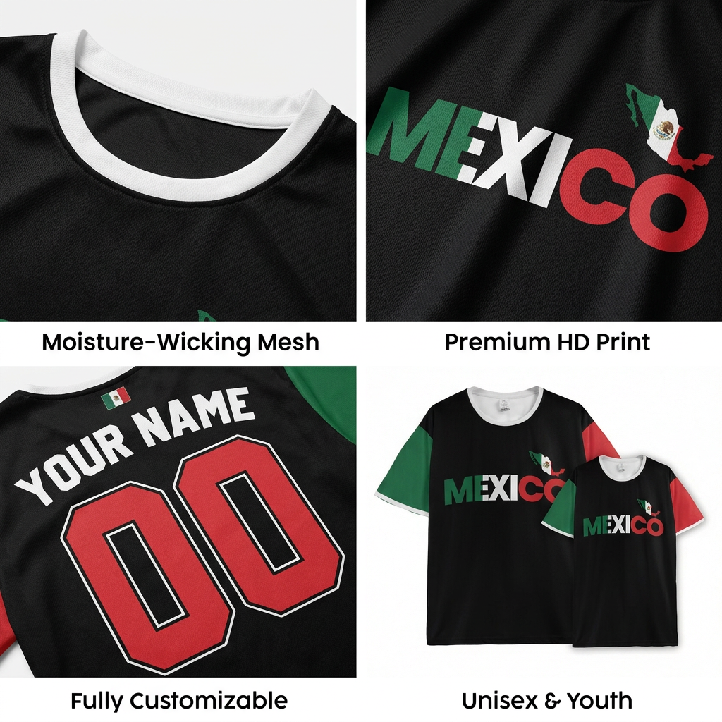 Custom Mexico Soccer Jersey Mexican Fan Aztec Pattern - Personalized Name Number