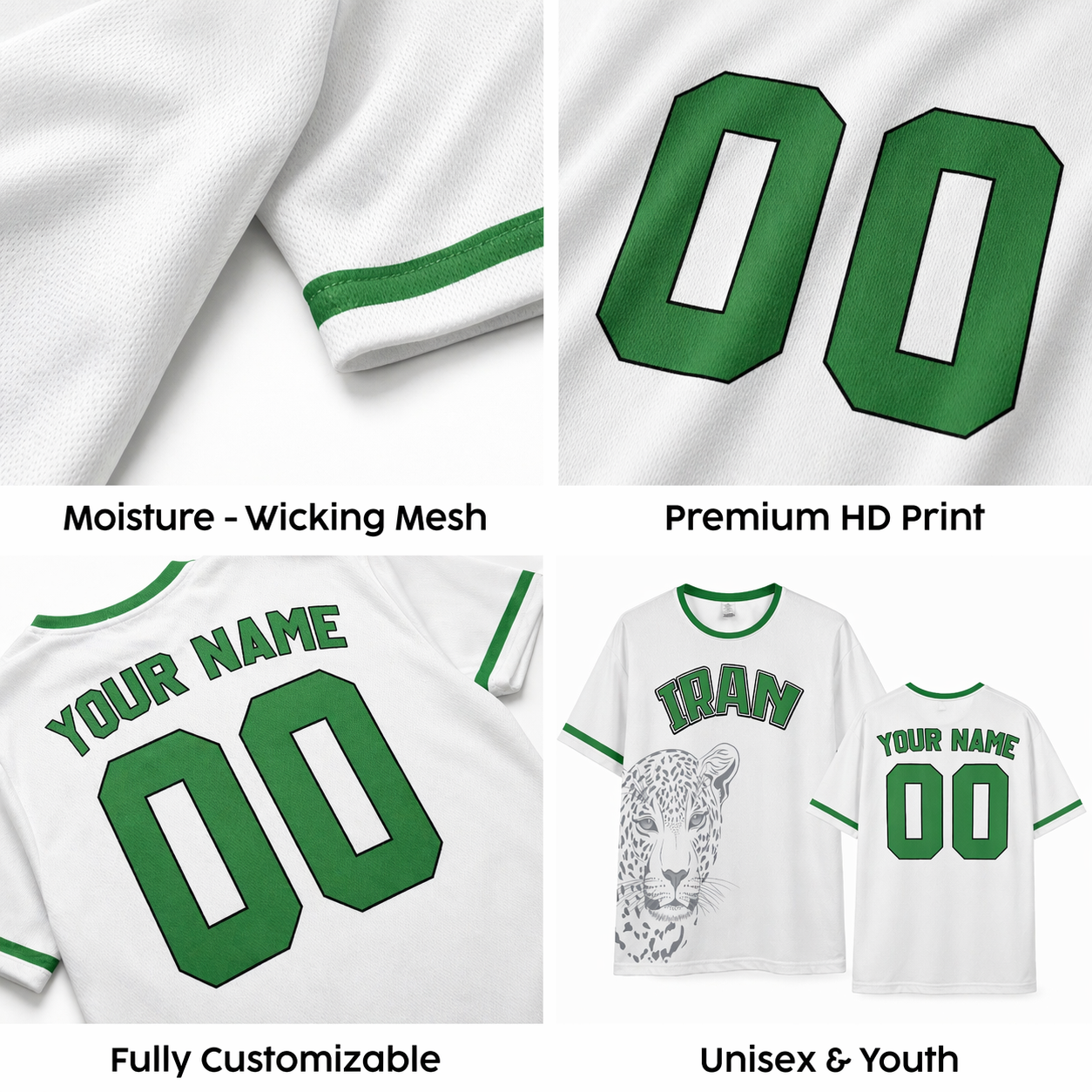 Custom Iran Soccer Jersey Iranian Fan Leopard Classic - Personalized Name Number