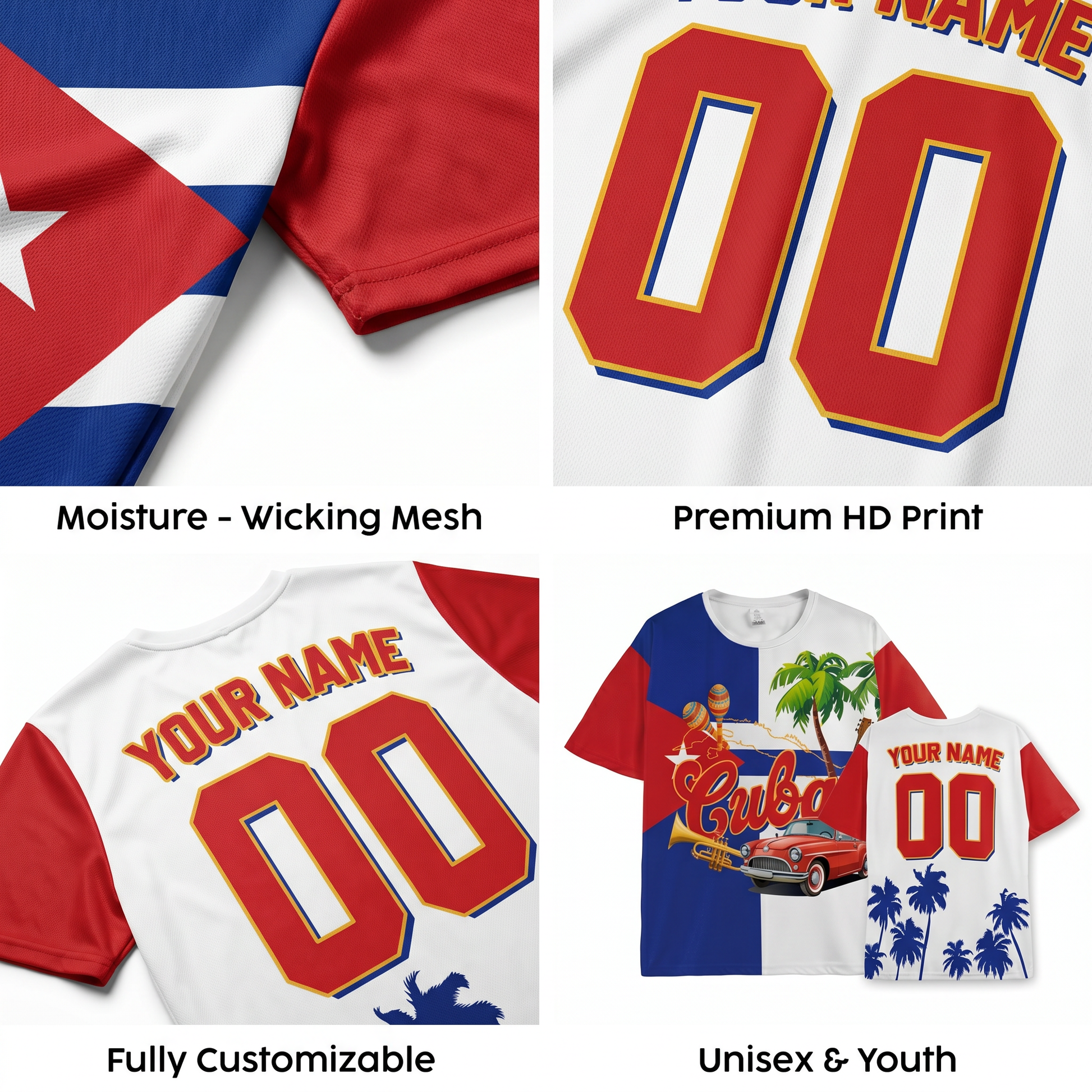 Custom Cuba Soccer Jersey Cuban Fan Script Classic - Personalized Name Number
