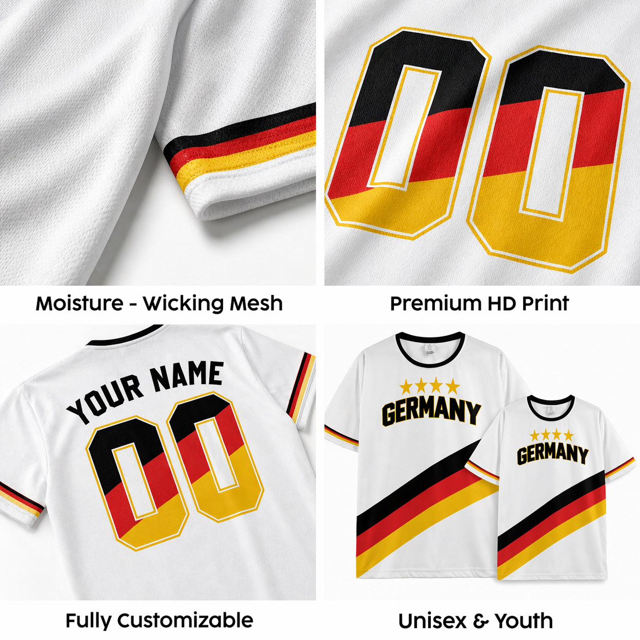 Custom Germany Soccer Jersey German Fan Pinstripe Skyline - Personalized Name Number