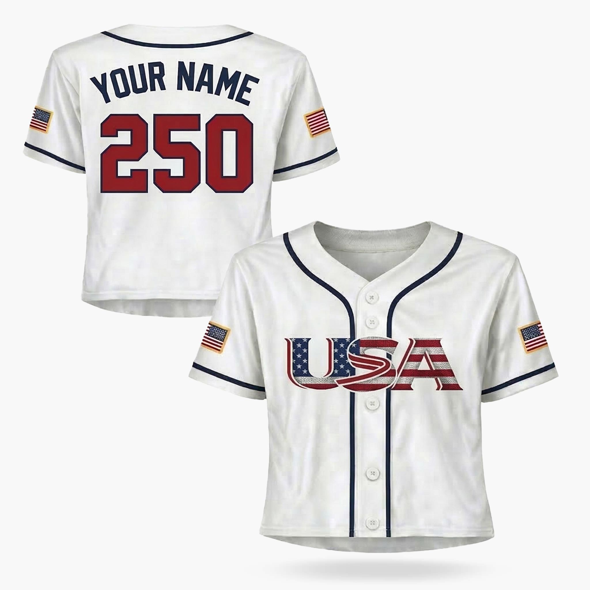 Custom USA 250th Anniversary Crop Baseball Jersey Classic USA - Design Your Own