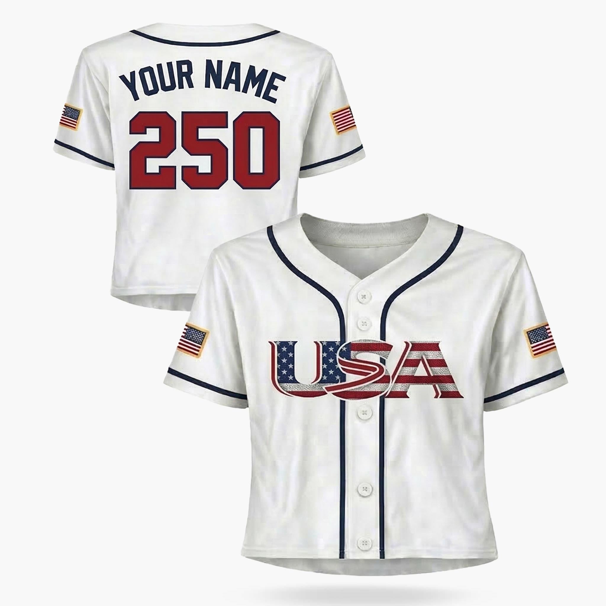 Custom USA 250th Anniversary Crop Baseball Jersey Classic USA - Design Your Own