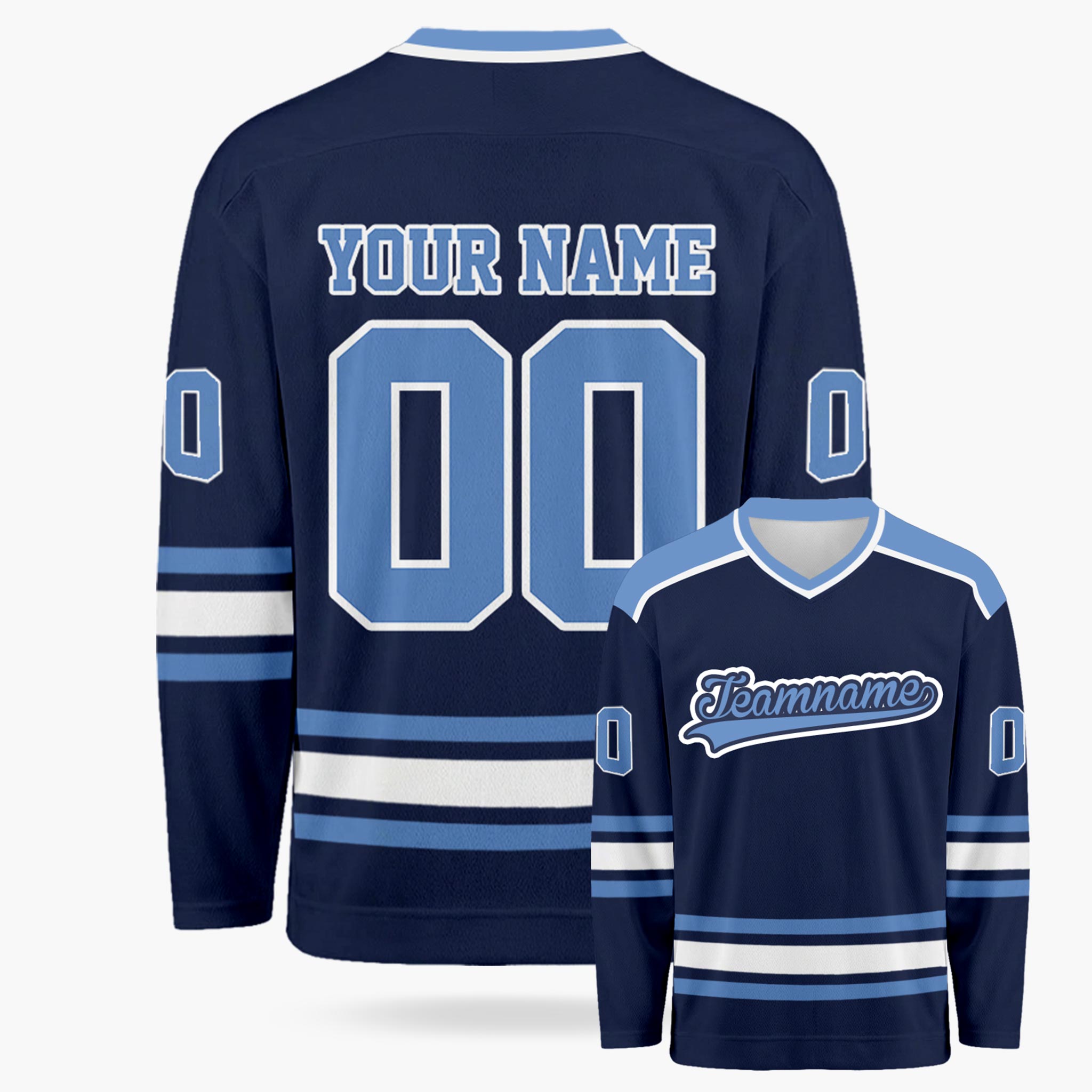 Custom Hockey Jersey Navy and Blue - Design Your Own