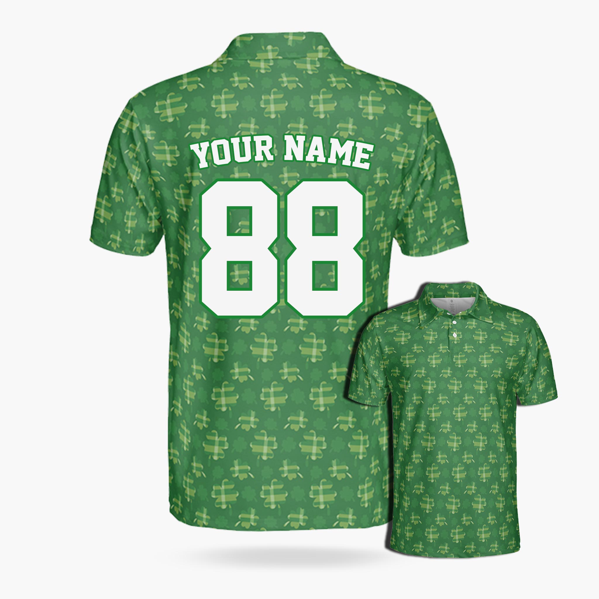 Custom St. Patrick's Day Golf Polo Dark Shamrock - Design Your Own