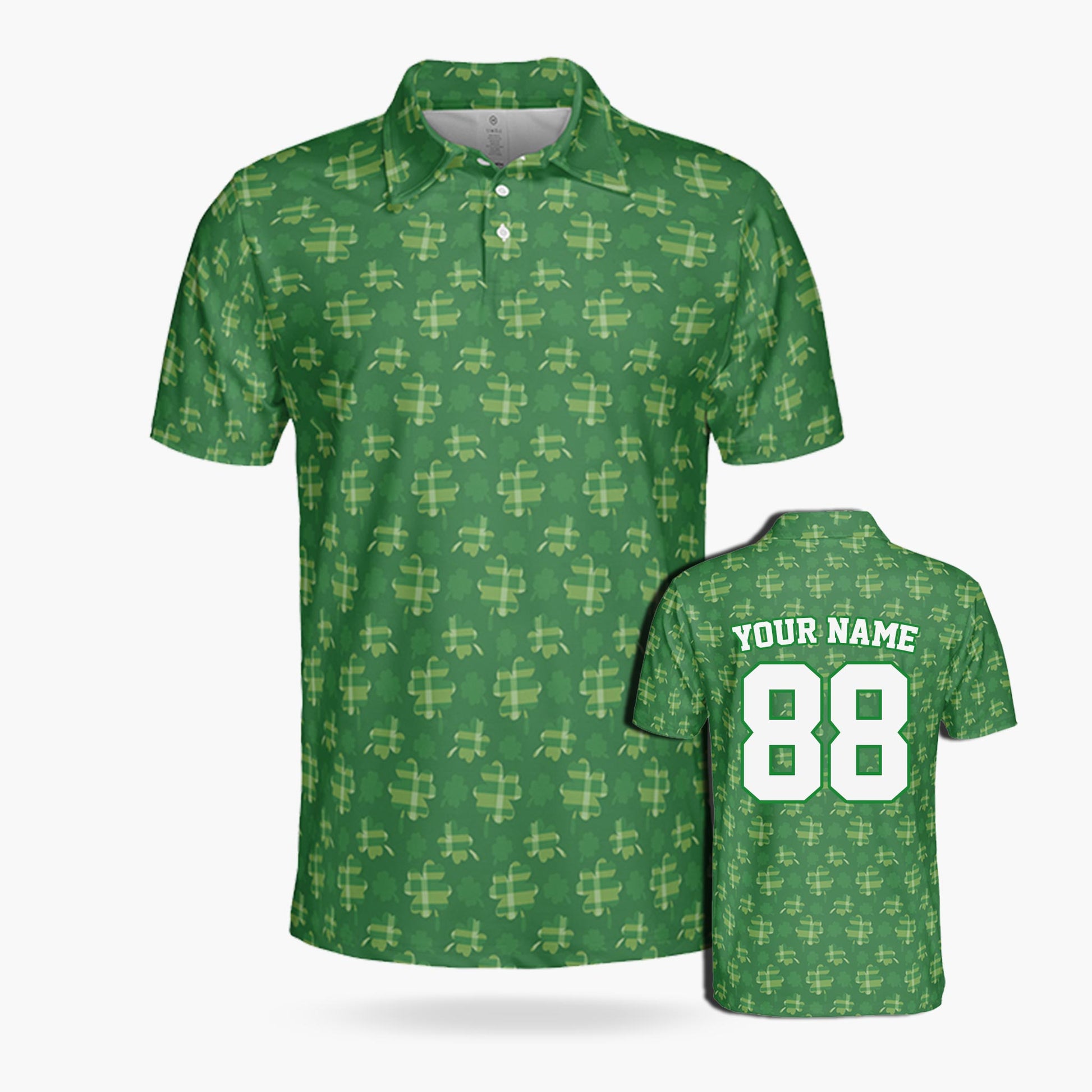 Custom St. Patrick's Day Golf Polo Dark Shamrock - Design Your Own