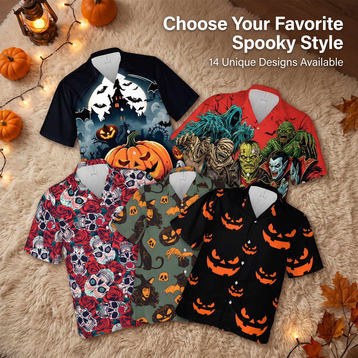 Halloween Hawaiian Shirt - Black and White Skull Pattern Button Up