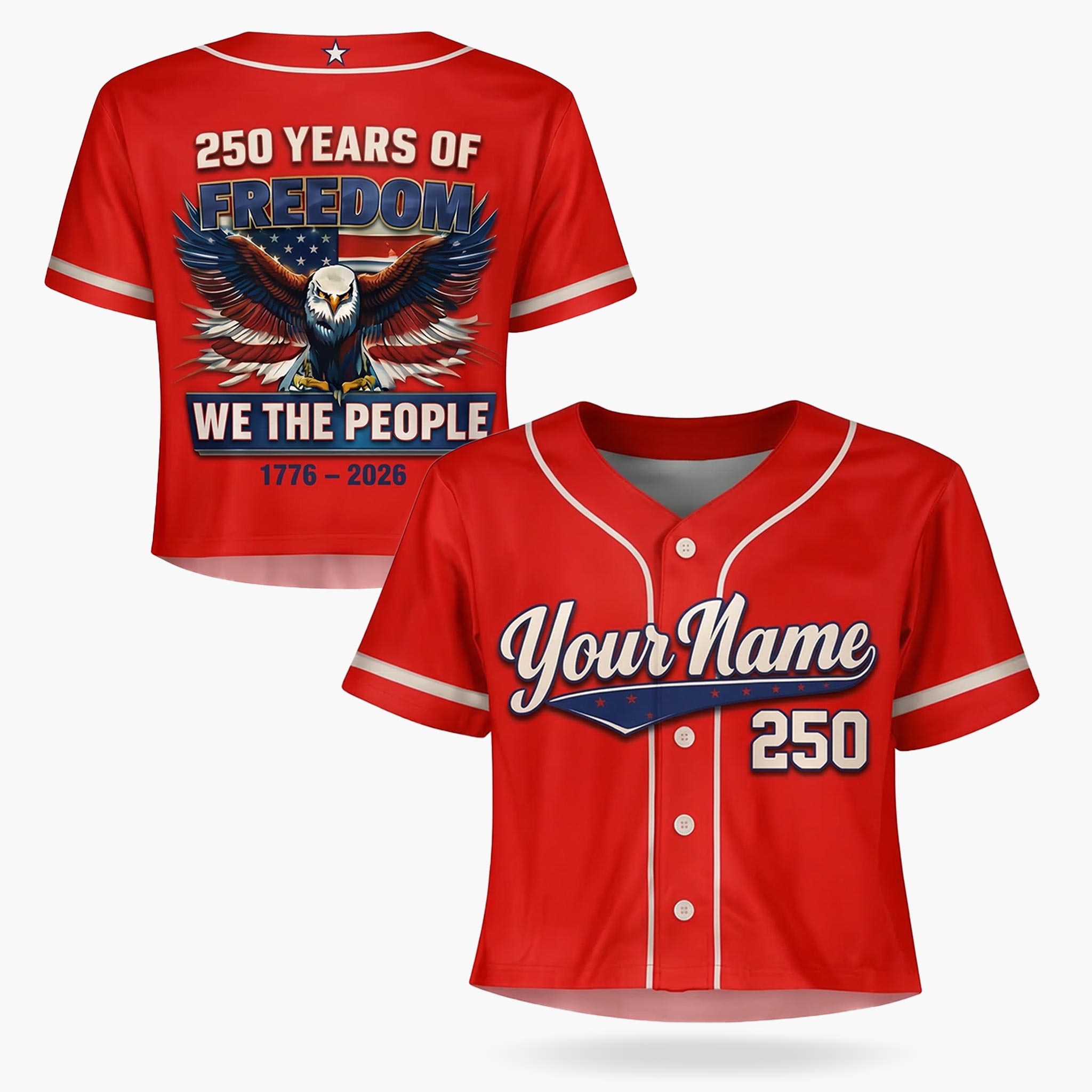 Custom USA 250th Anniversary Crop Baseball Jersey We The People - Design Your Own