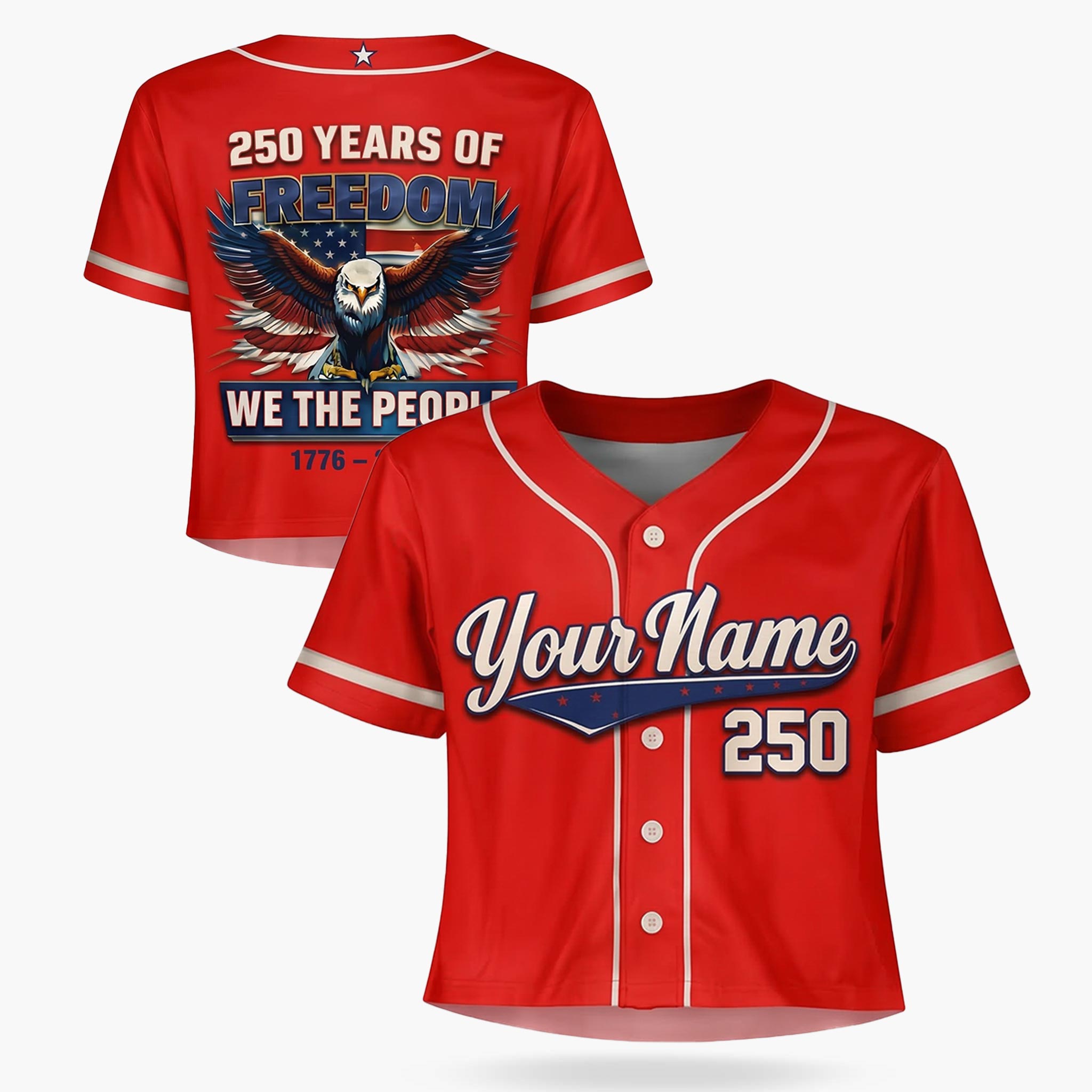 Custom USA 250th Anniversary Crop Baseball Jersey We The People - Design Your Own