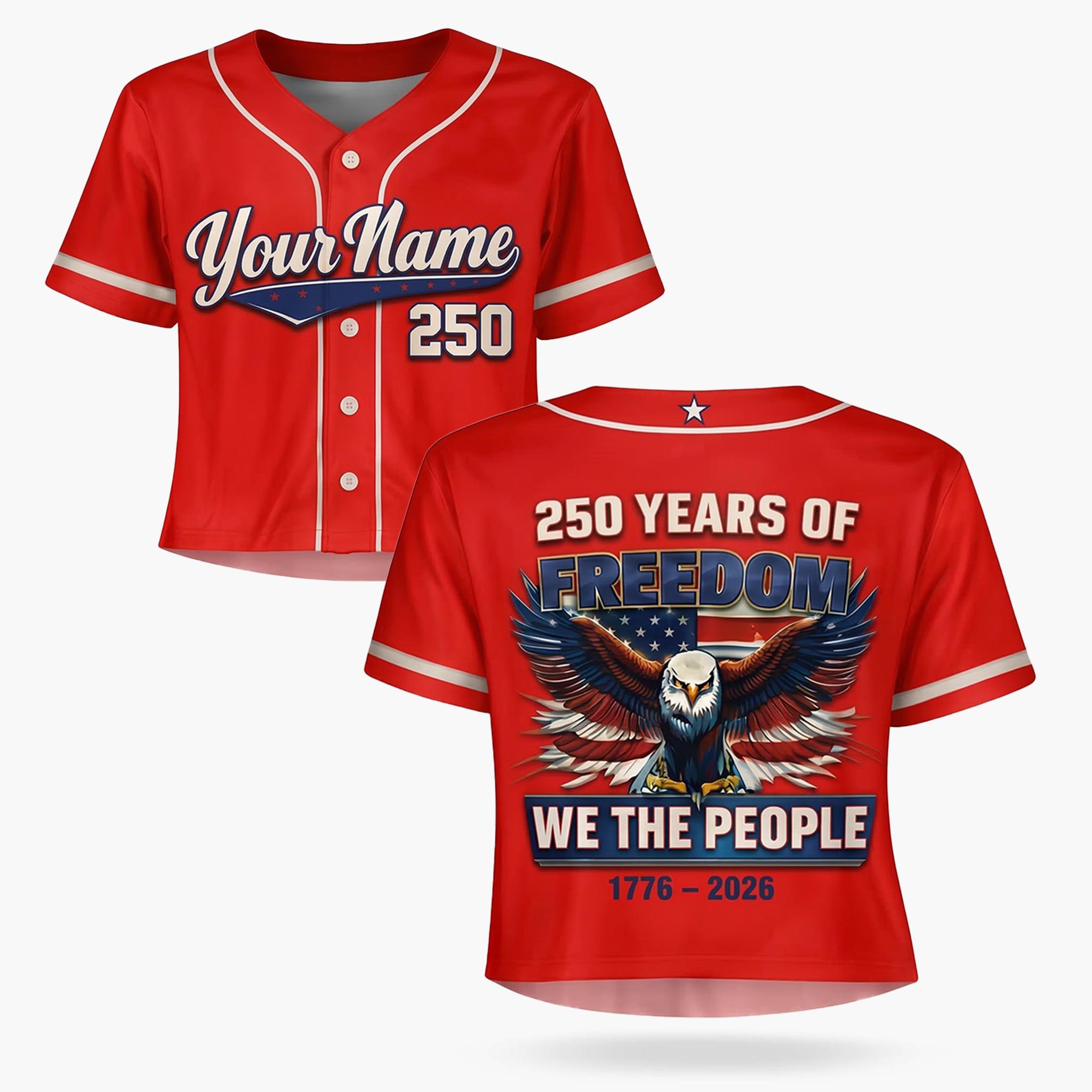 Custom USA 250th Anniversary Crop Baseball Jersey We The People - Design Your Own