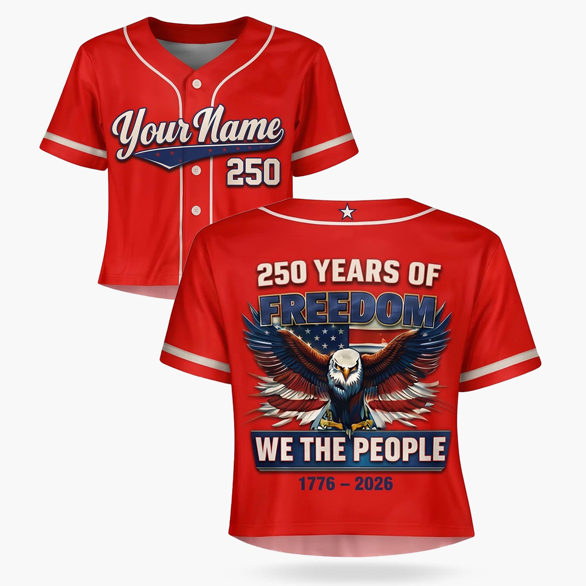 Custom USA 250th Anniversary Crop Baseball Jersey We The People - Design Your Own