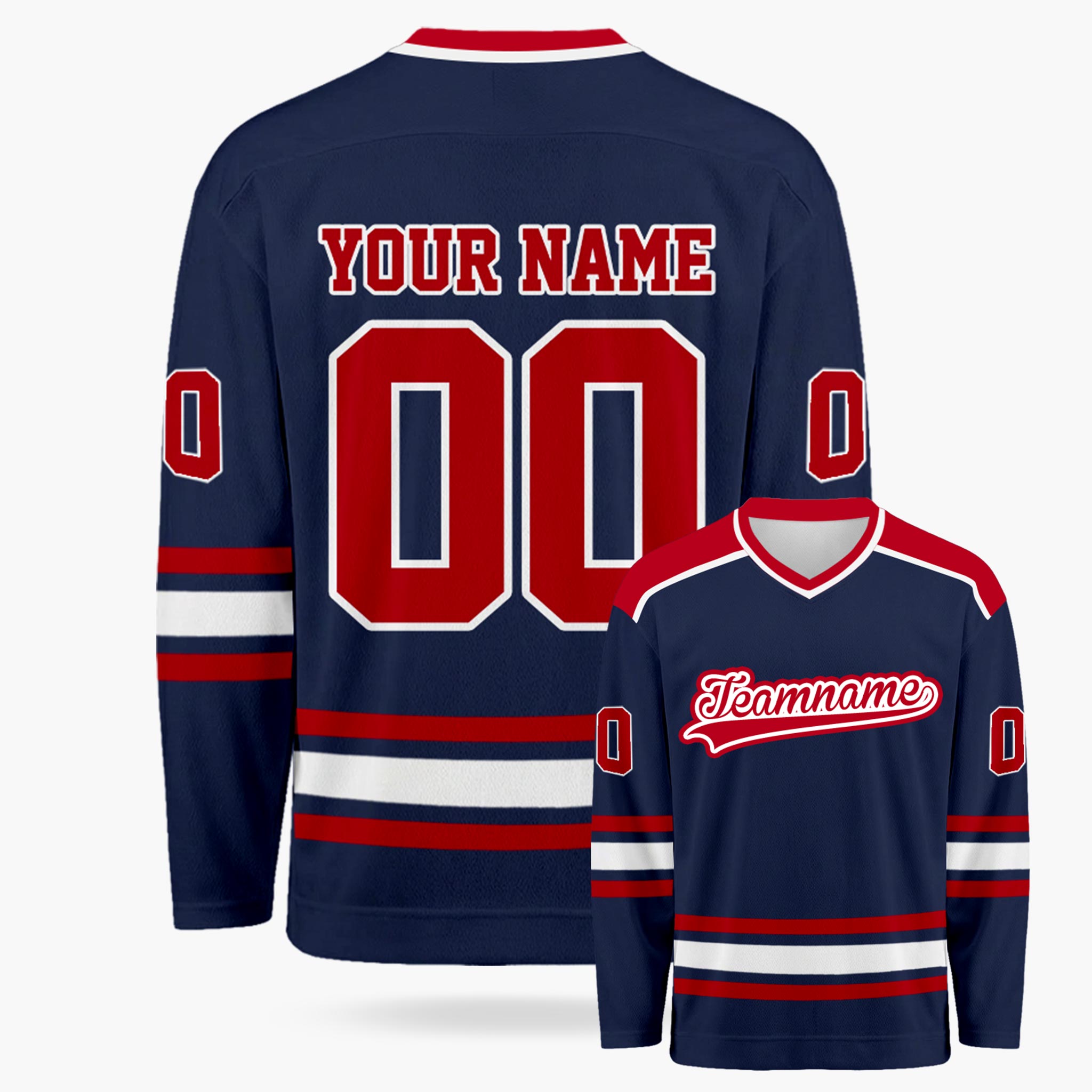 Custom Hockey Jersey Navy and Cherry - Design Your Own