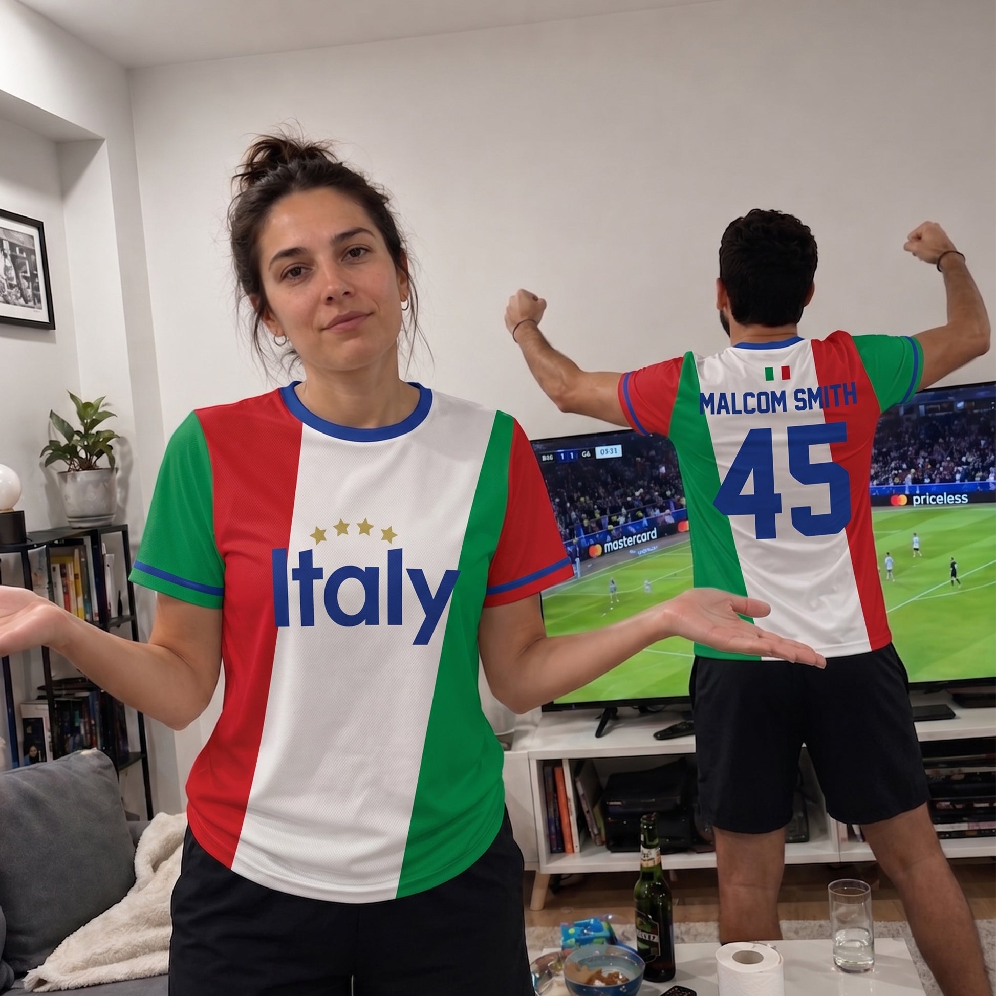 Custom Italy Italia Soccer Jersey Italian Fan Split Flag Bold – Personalized Name Number