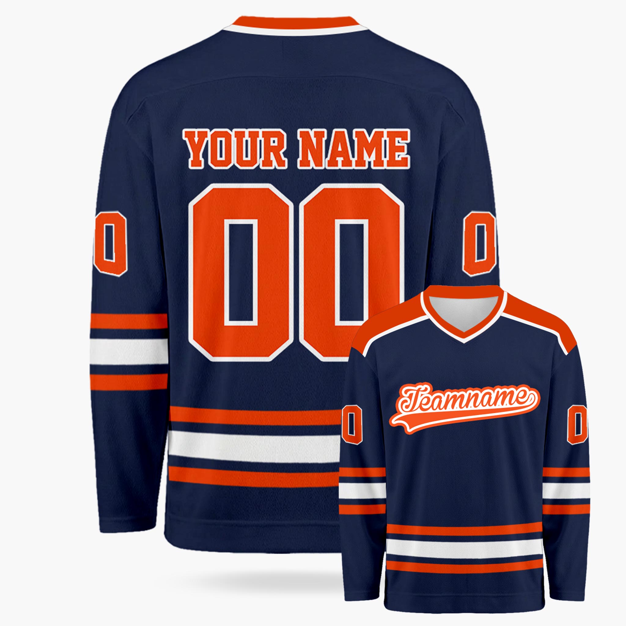 Custom Hockey Jersey Navy and Orange - Design Your Own