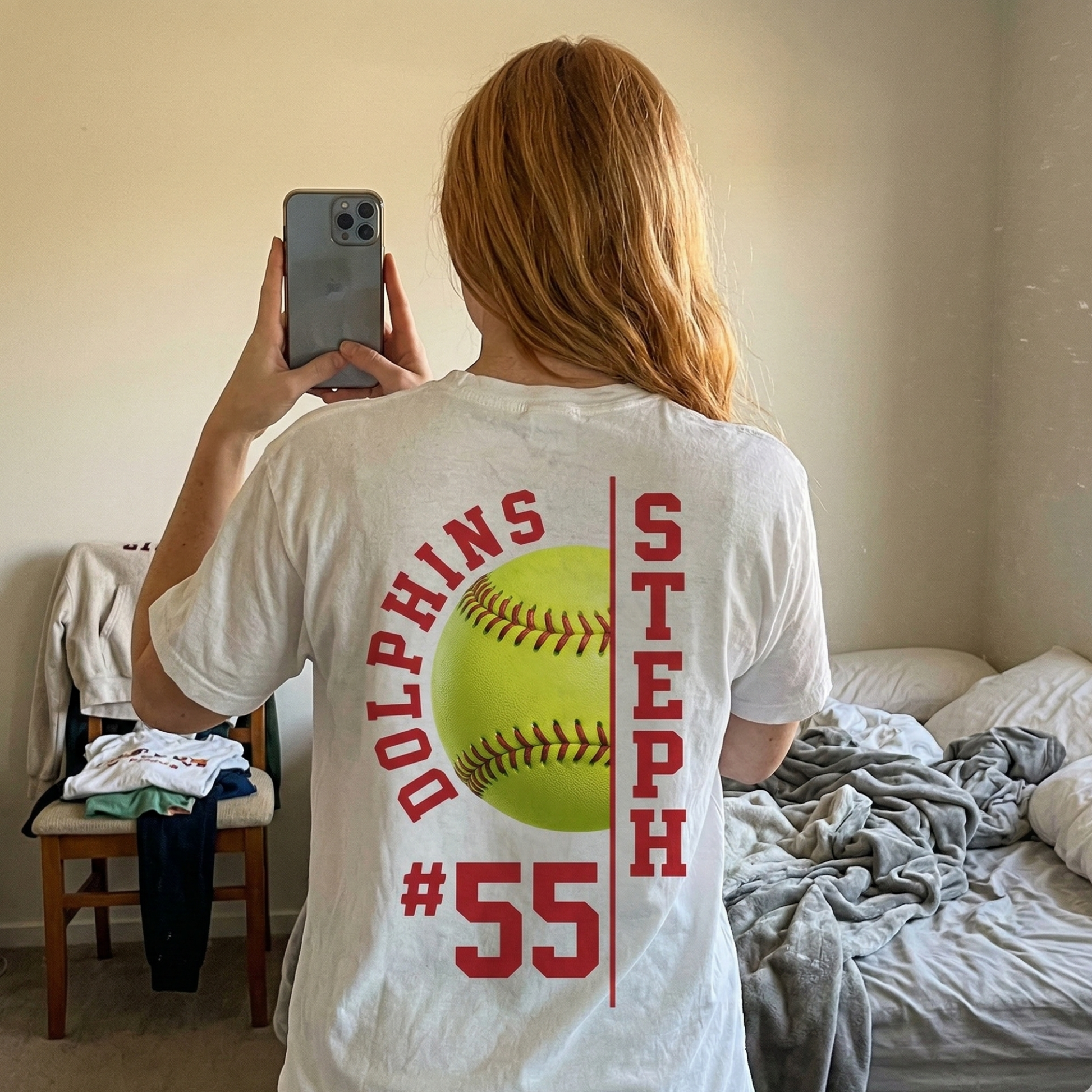 Custom T-Shirt Softball Aunt Black - Personalized Name Number