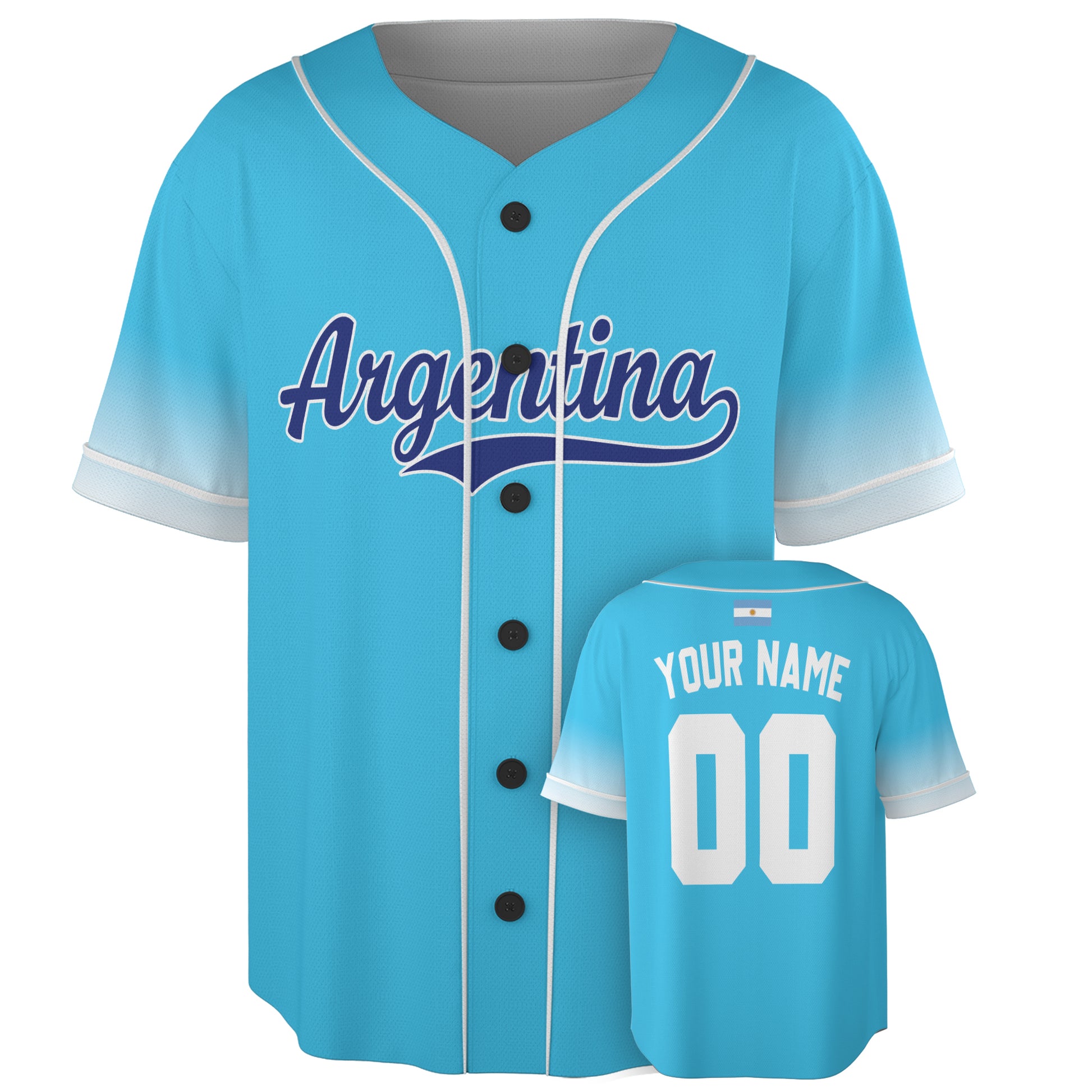 Custom Argentina Baseball Jersey Argentinian Fan Classic Sky Blue – Personalized Name Number