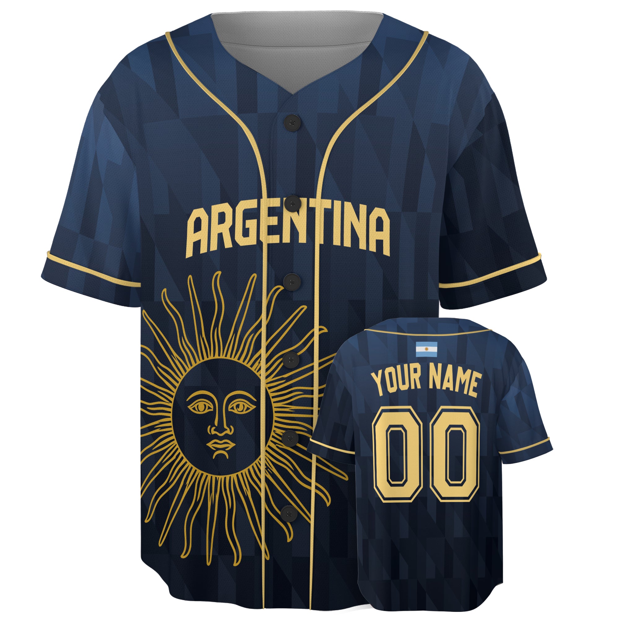 Custom Argentina Baseball Jersey Argentinian Fan Sun – Personalized Name Number