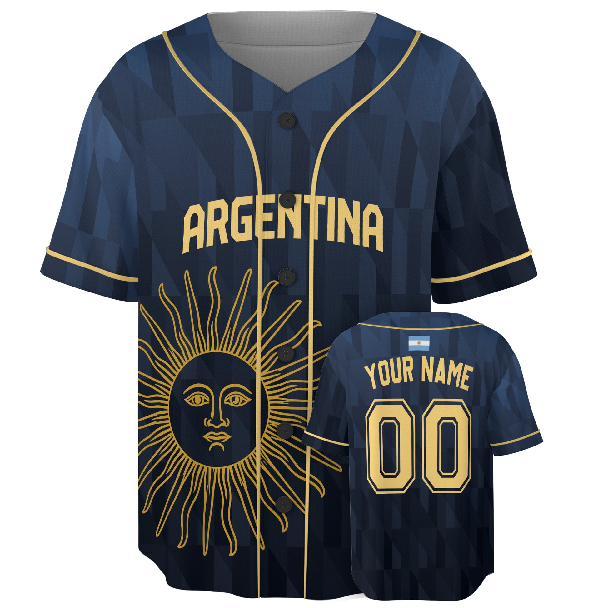 Custom Argentina Baseball Jersey Argentinian Fan Sun – Personalized Name Number