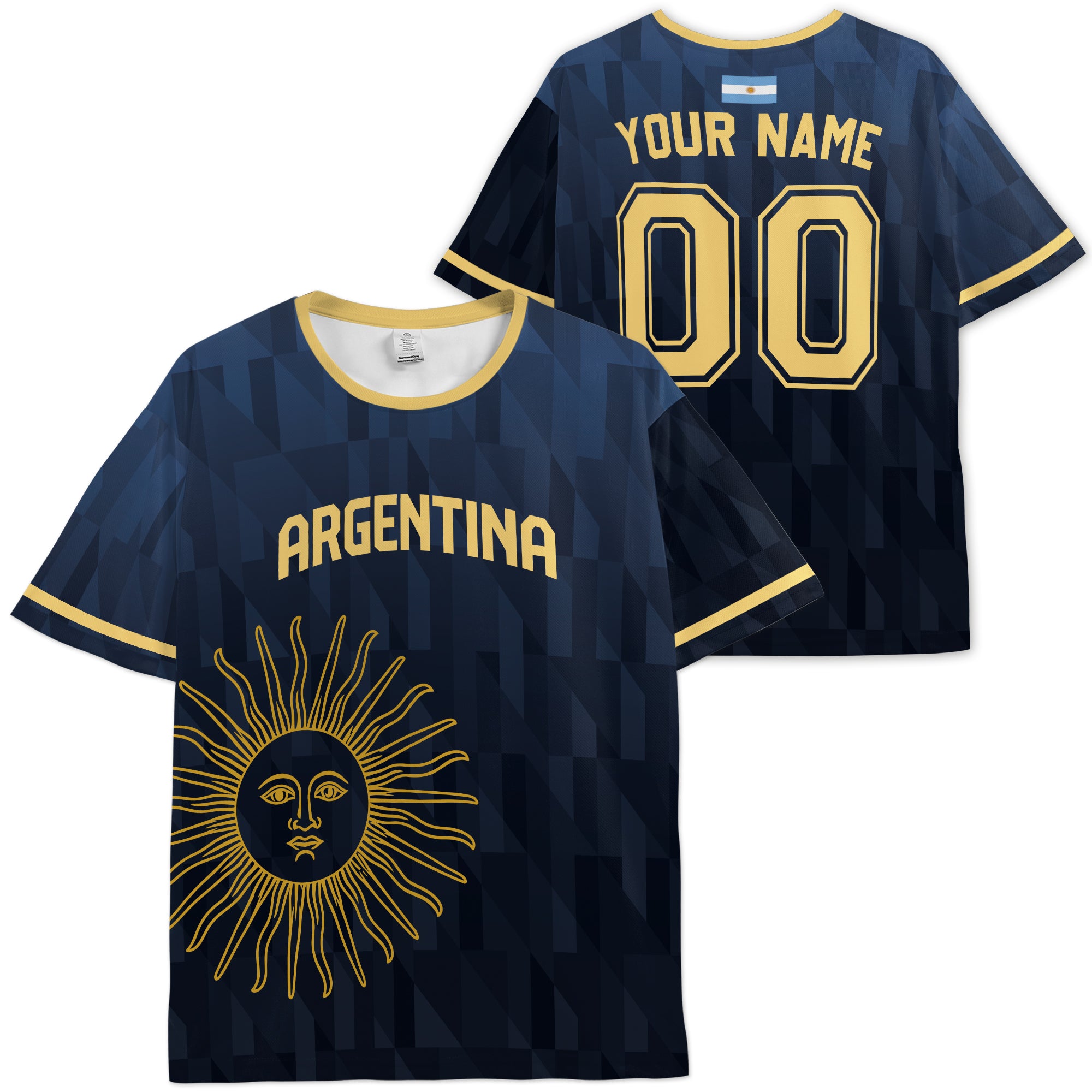 Custom Argentina Soccer Jersey Argentinian Fan Sun - Personalized Name Number