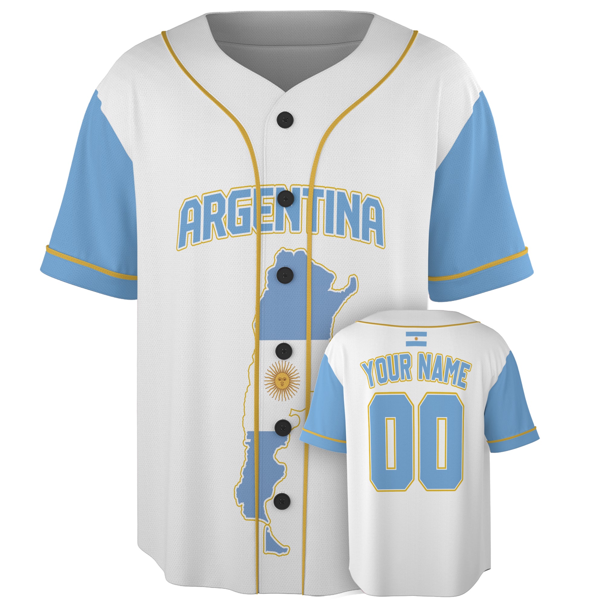 Custom Argentina Baseball Jersey Argentinian Fan Map – Personalized Name Number