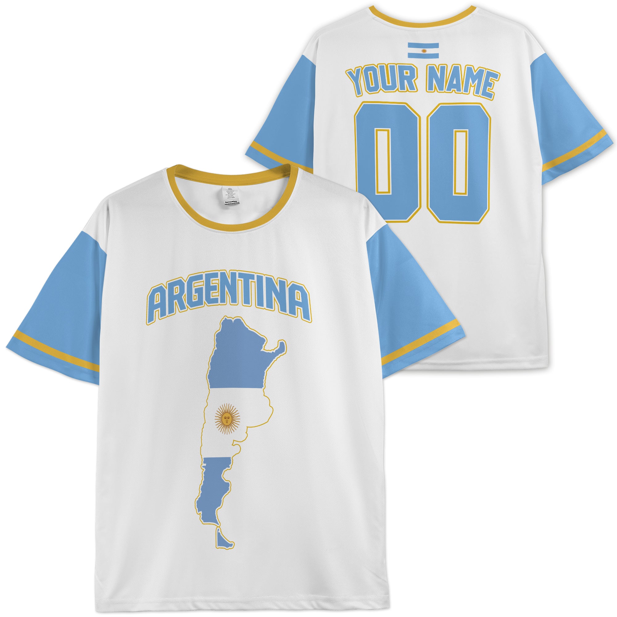 Custom Argentina Soccer Jersey Argentinian Fan Map - Personalized Name Number