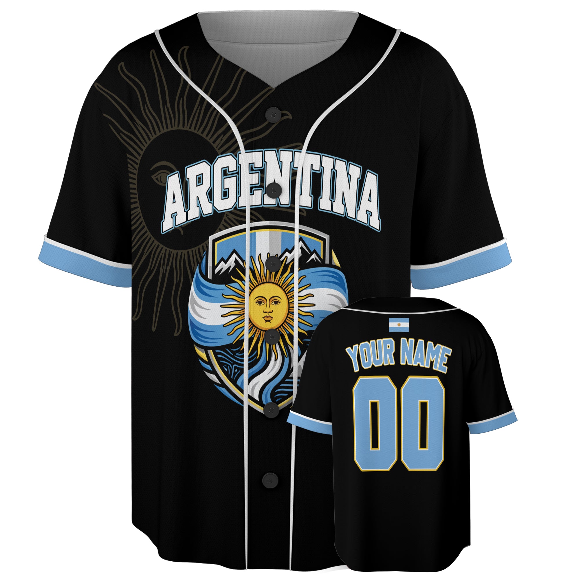 Custom Argentina Baseball Jersey Argentinian Fan Crest – Personalized Name Number