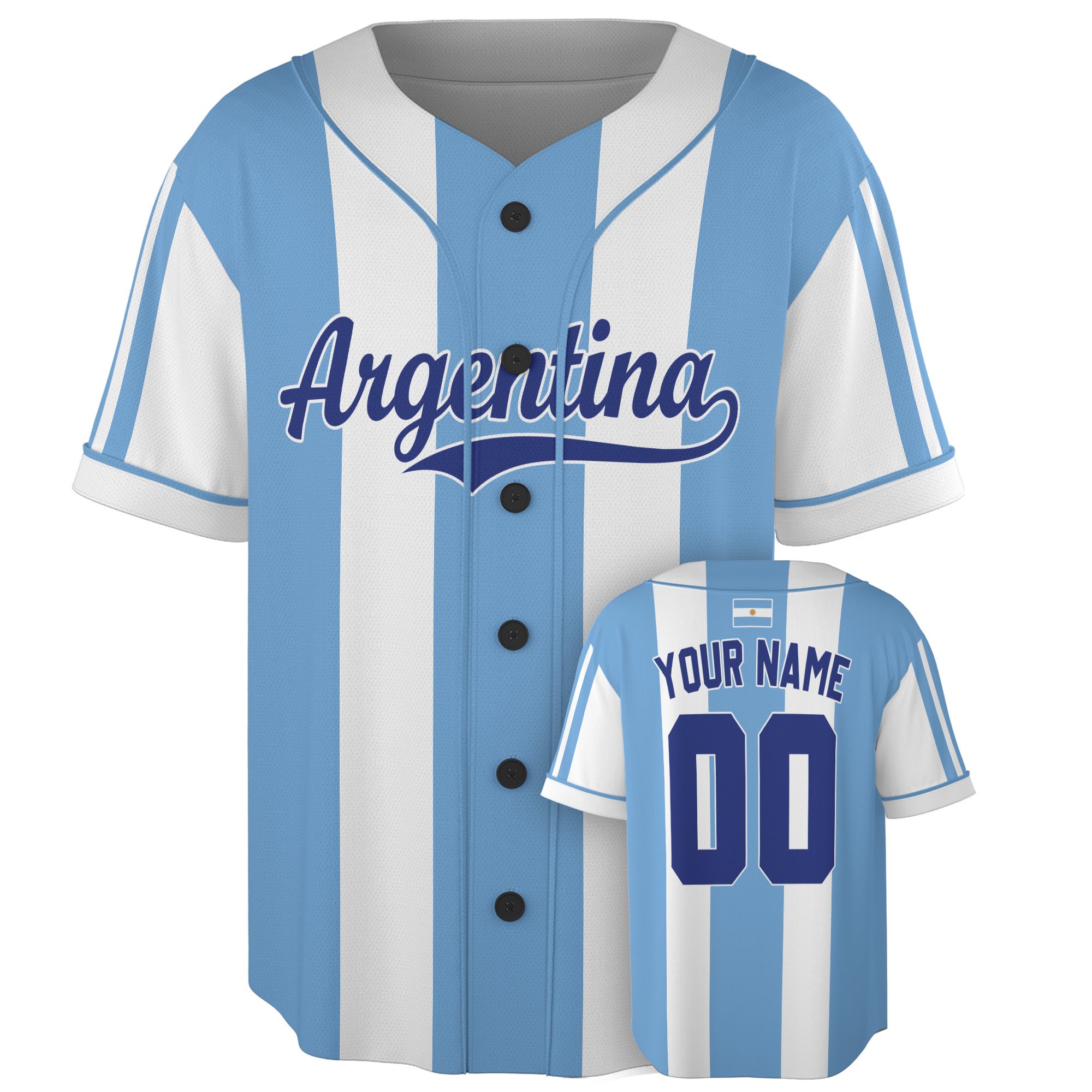 Custom Argentina Baseball Jersey Argentinian Fan Classic Stripe – Personalized Name Number