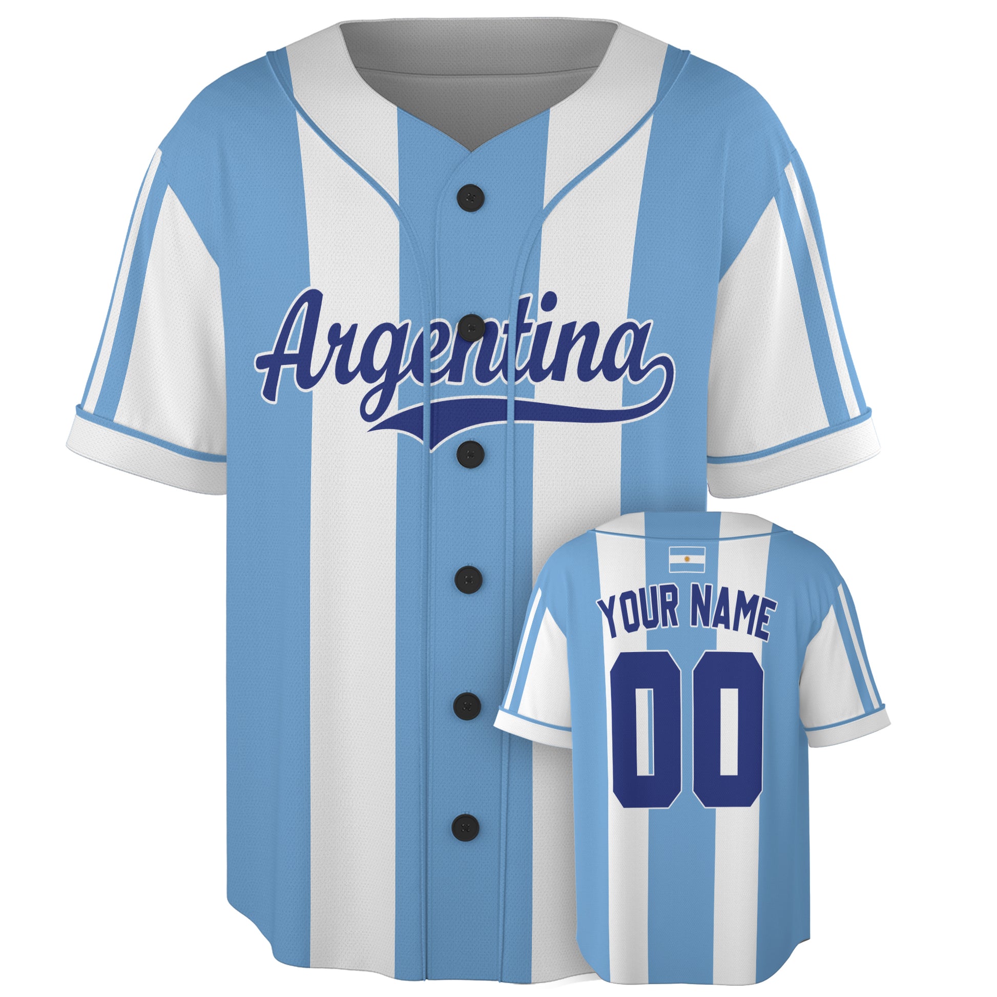 Custom Argentina Baseball Jersey Argentinian Fan Classic Stripe – Personalized Name Number