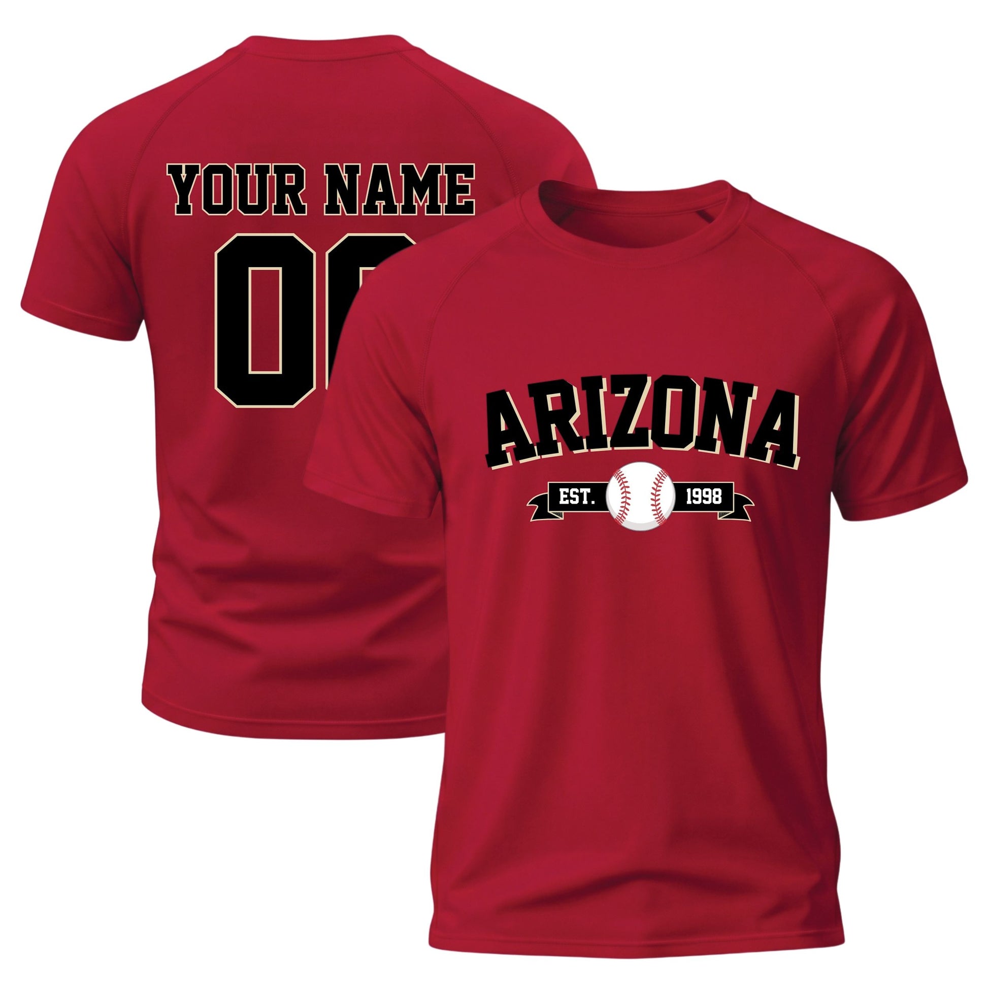 Custom City T-Shirt Baseball Style Arizona - Personalized Name Number
