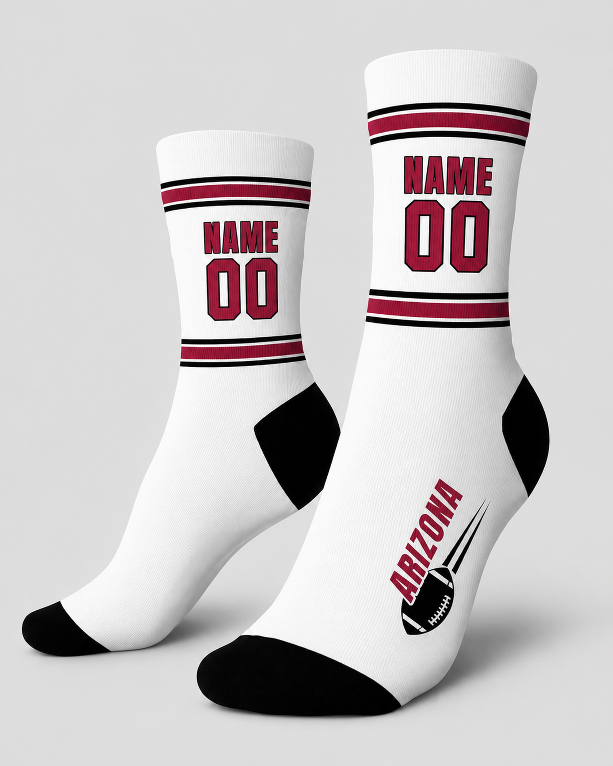 Custom City Sports Socks Arizona White - Personalized Name Number