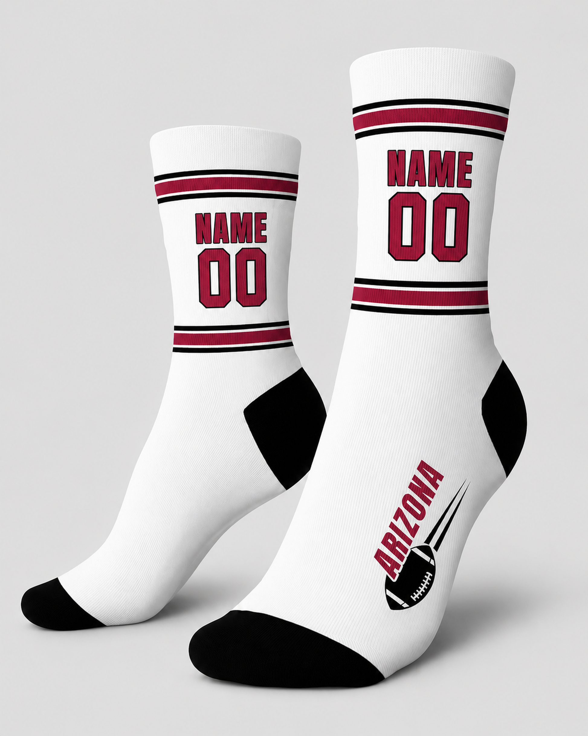 Custom City Sports Socks Arizona White - Personalized Name Number