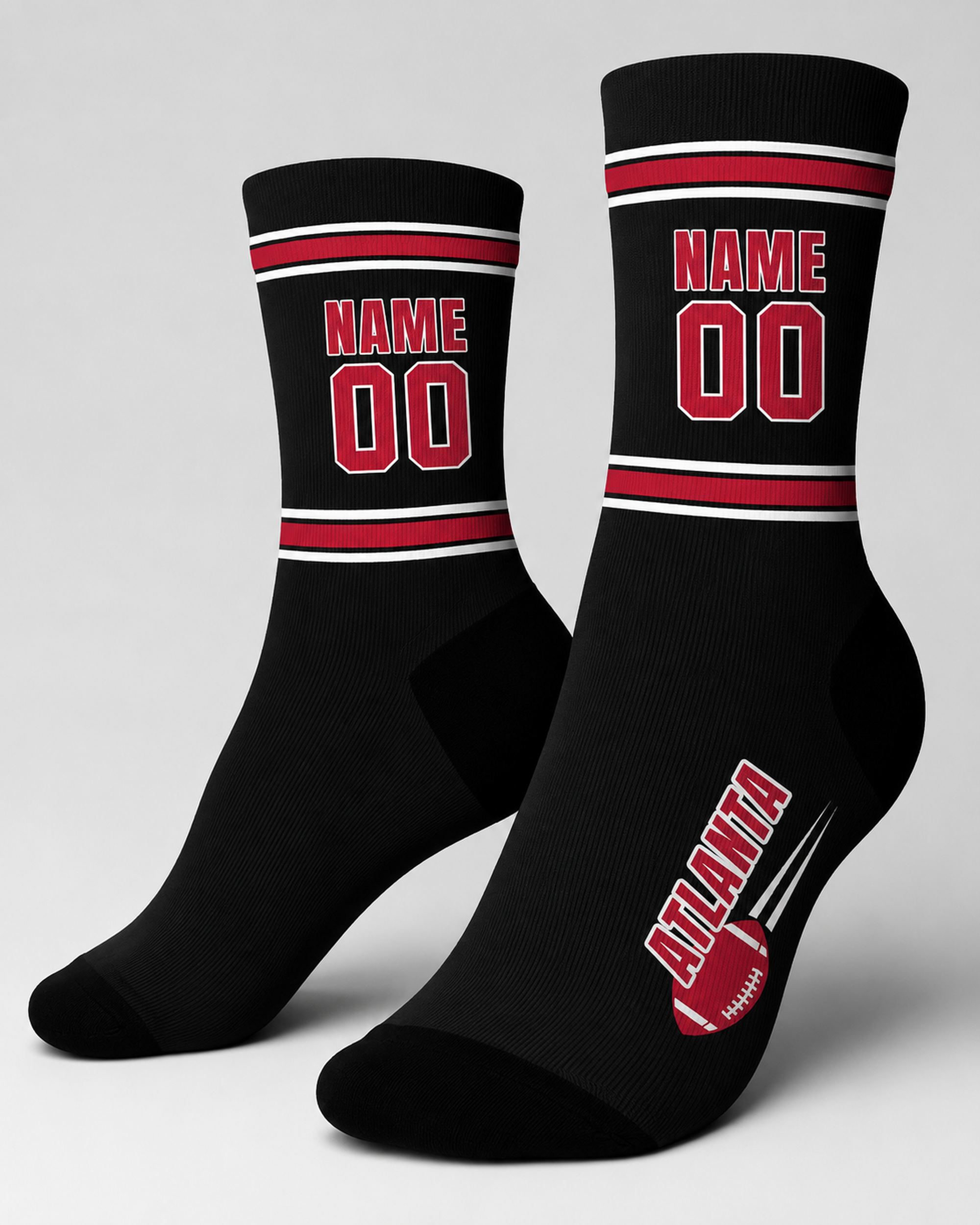 Custom City Sports Socks Atlanta Black - Personalized Name Number