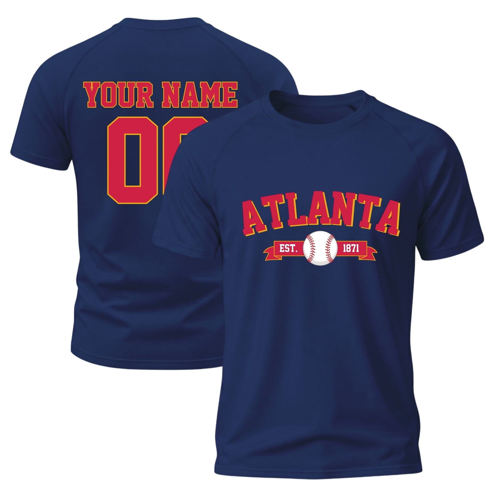 Custom City T-Shirt Baseball Style Atlanta - Personalized Name Number