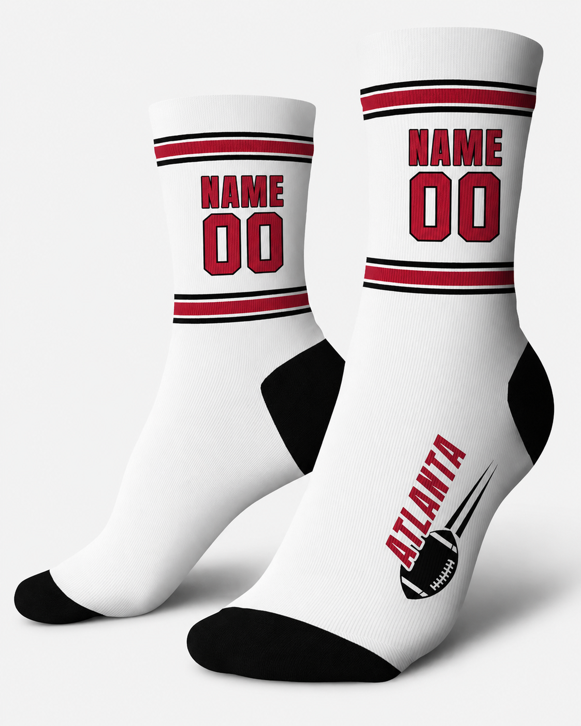 Custom City Sports Socks Atlanta White - Personalized Name Number