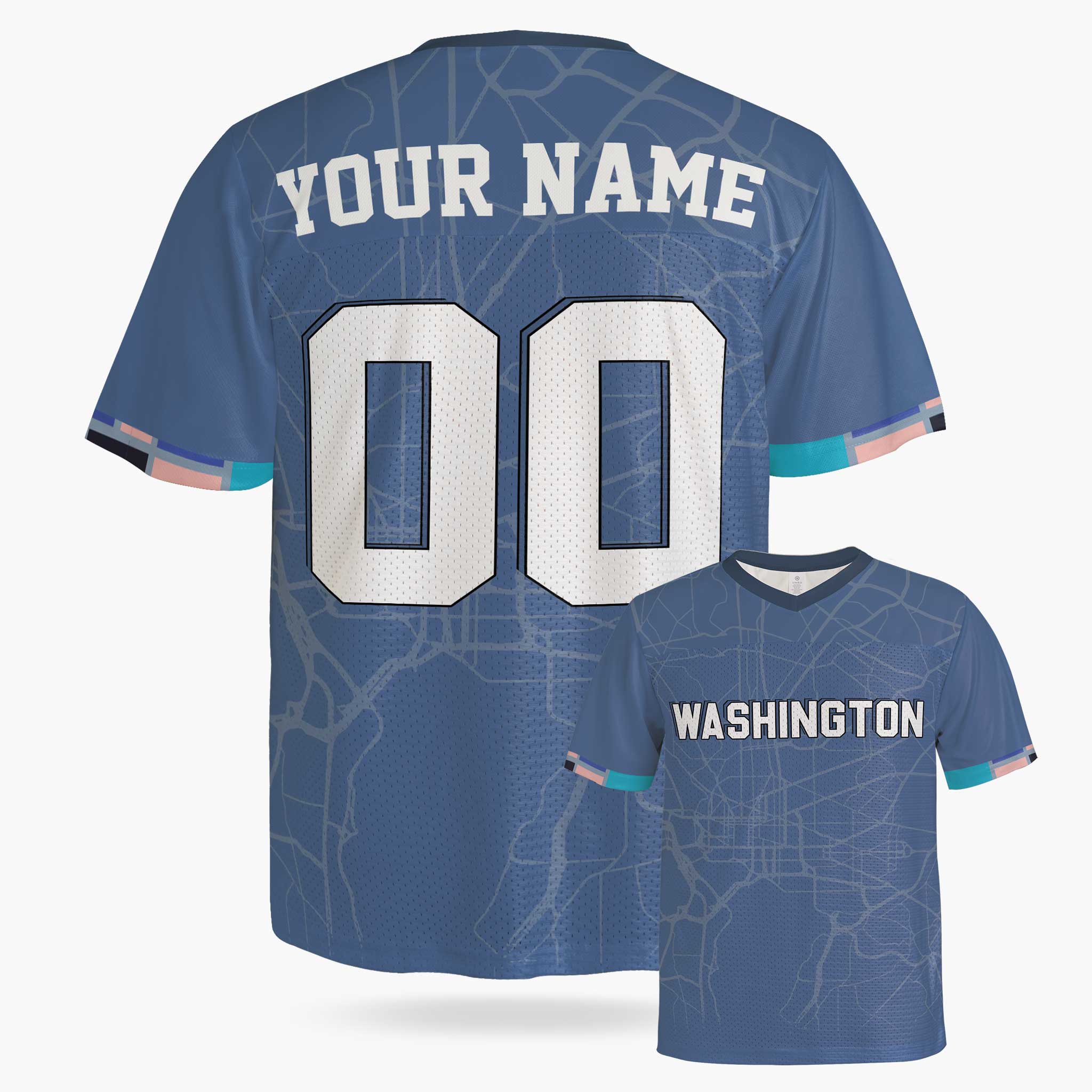 Custom City Football Jersey - Washington Blue - Design Your Own