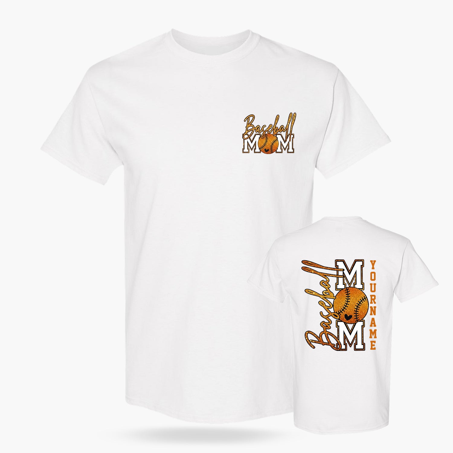 Custom T-Shirt Baseball Mom Design White - Personalized Name