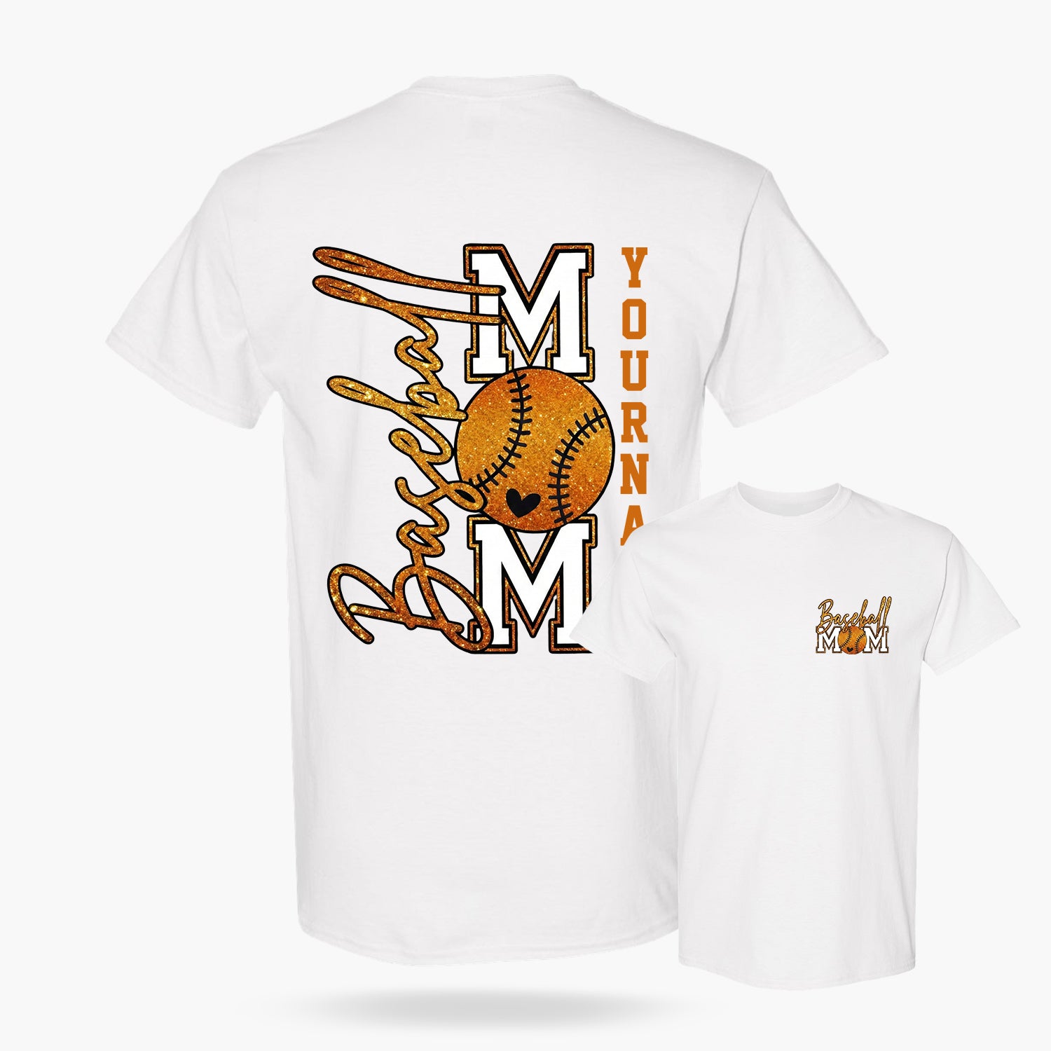 Custom T-Shirt Baseball Mom Design White - Personalized Name