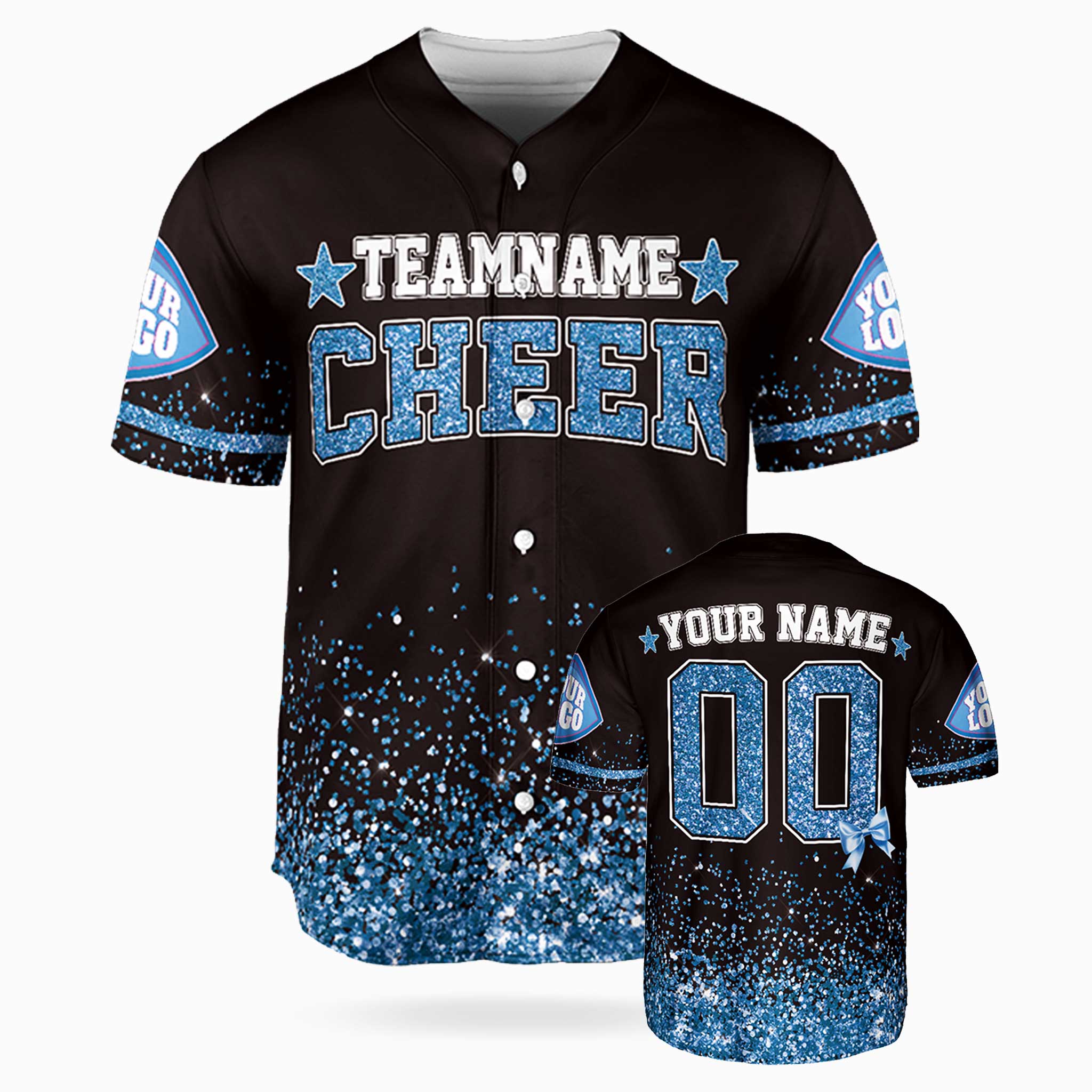Custom Cheer Baseball Jersey Star Design Blue - Design Your Own