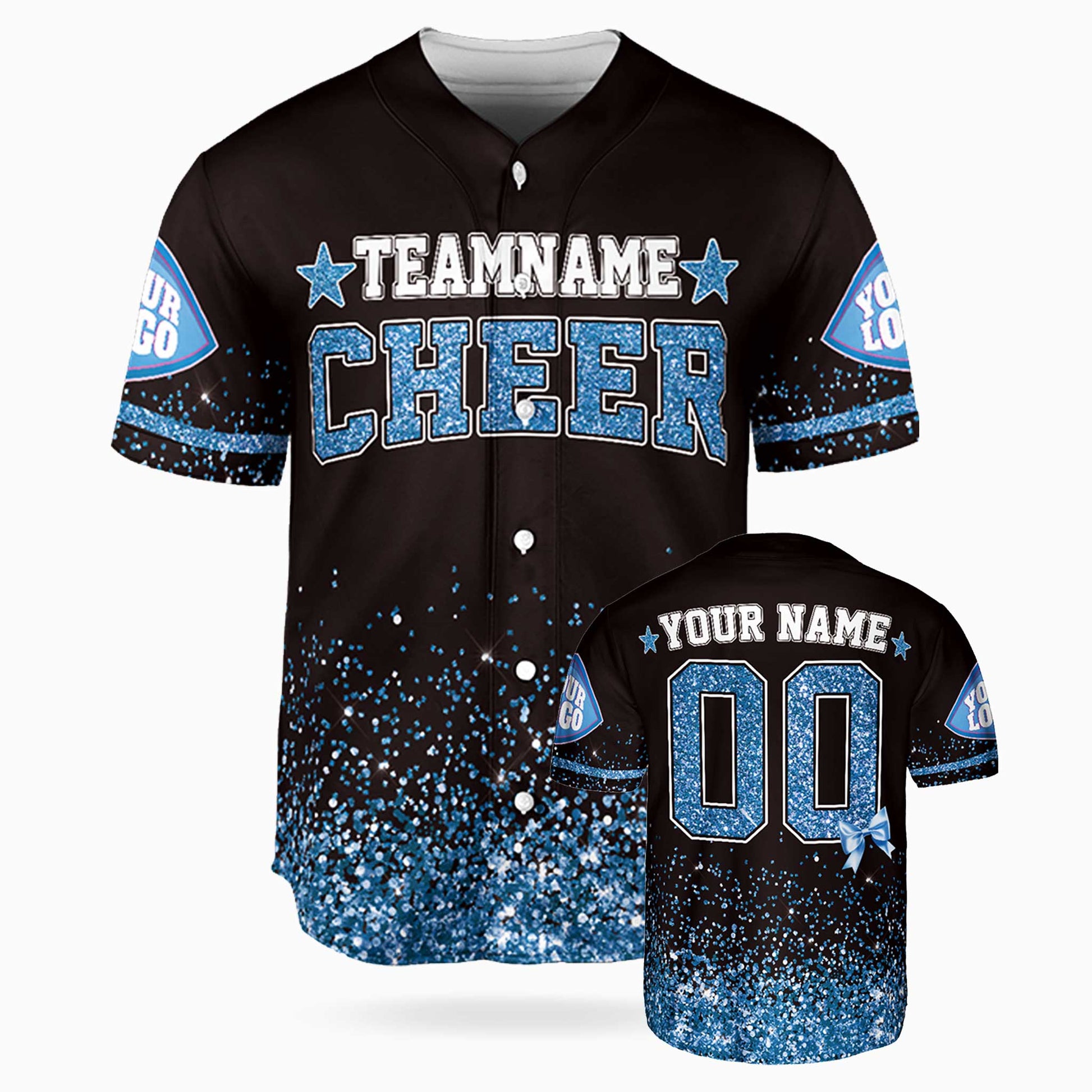 Custom Cheer Baseball Jersey Star Design Blue - Design Your Own