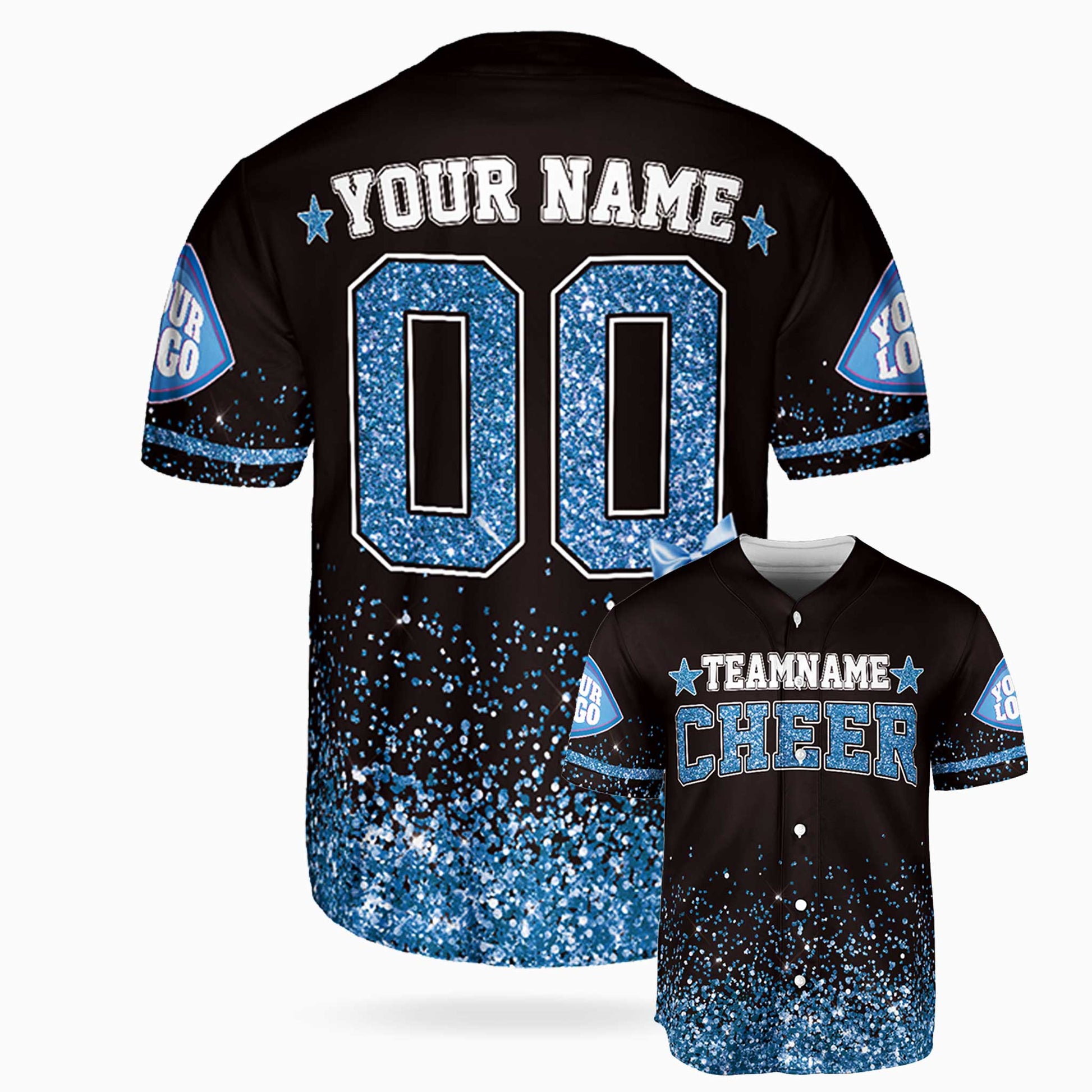 Custom Cheer Baseball Jersey Star Design Blue - Design Your Own