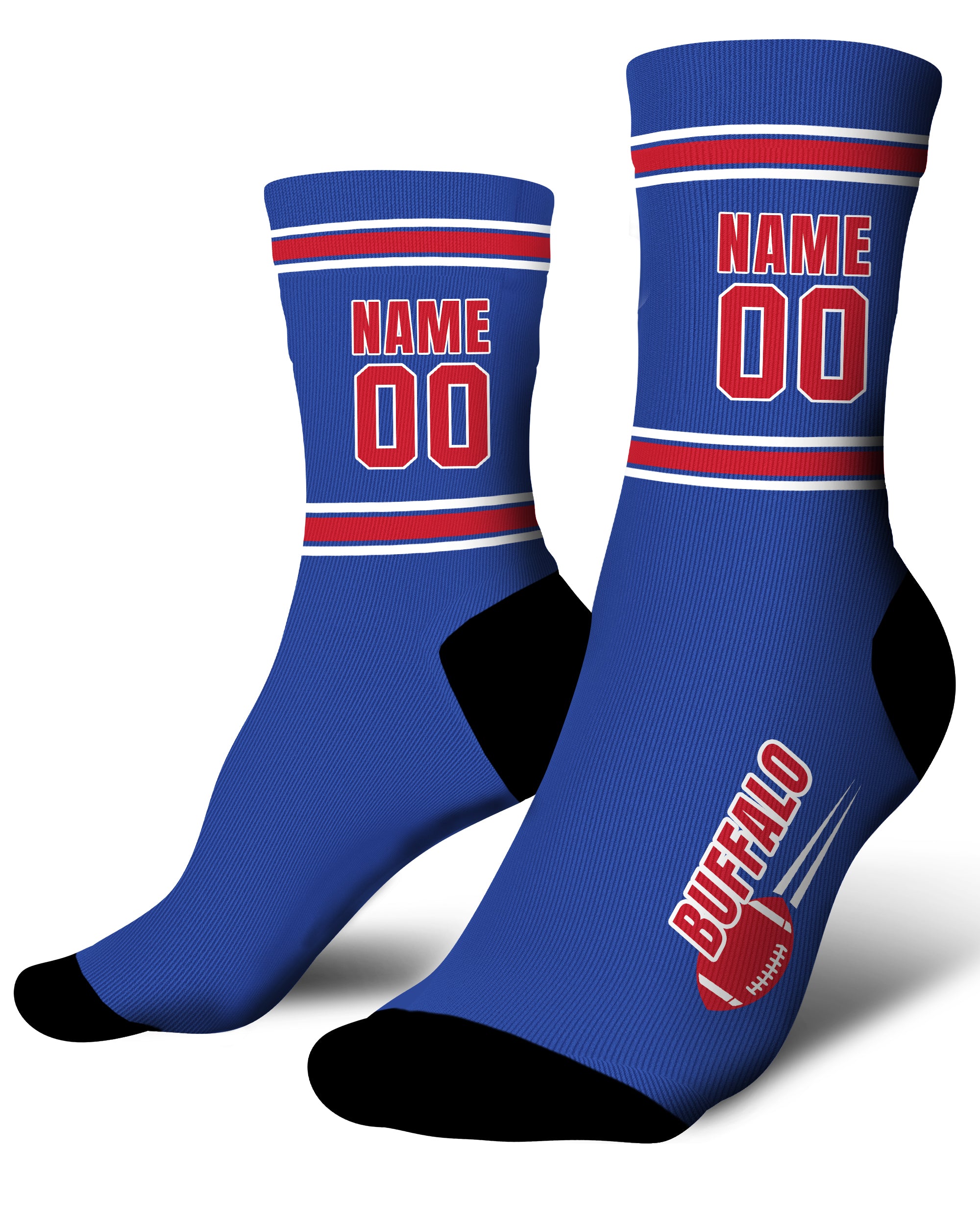Custom City Sports Socks Buffalo Blue - Personalized Name Number