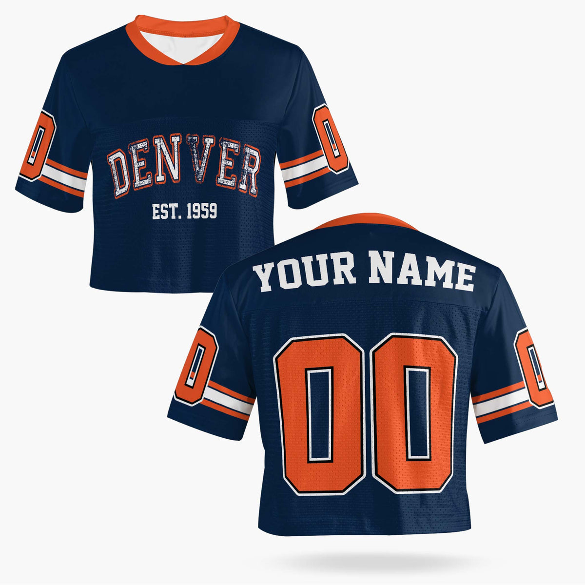 Custom Women's Crop Football Jersey Denver - Design Your Own