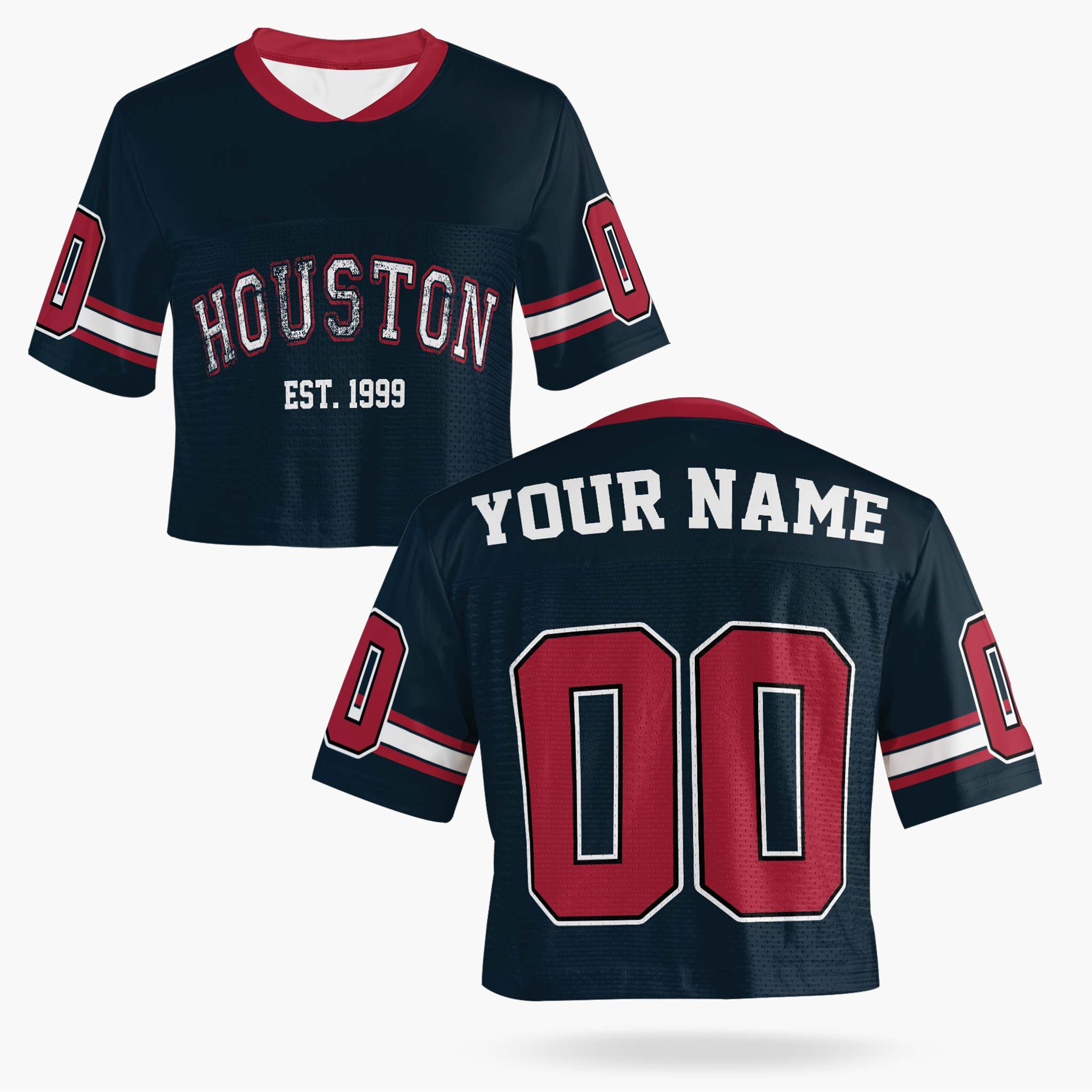 Custom Women's Crop Football Jersey Houston - Design Your Own
