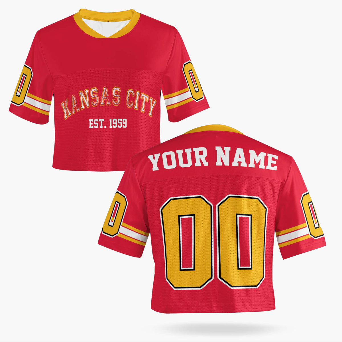 Custom Women's Crop Football Jersey Kansas City - Design Your Own