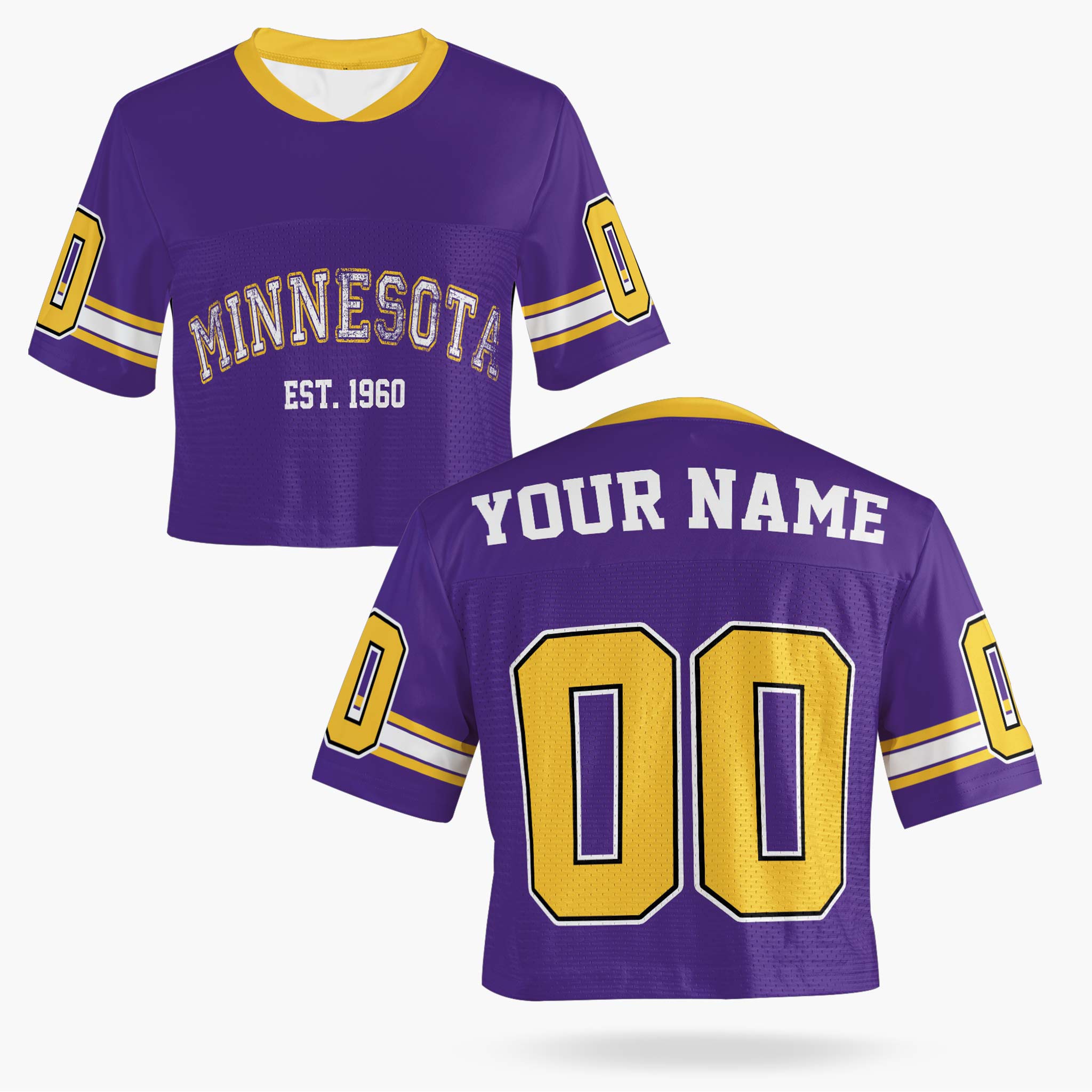 Custom Women's Crop Football Jersey Minnesota - Design Your Own