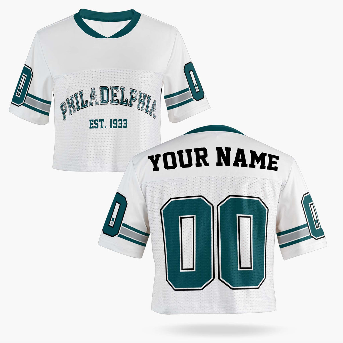 Custom Women's Crop Football Jersey Philadelphia - Design Your Own