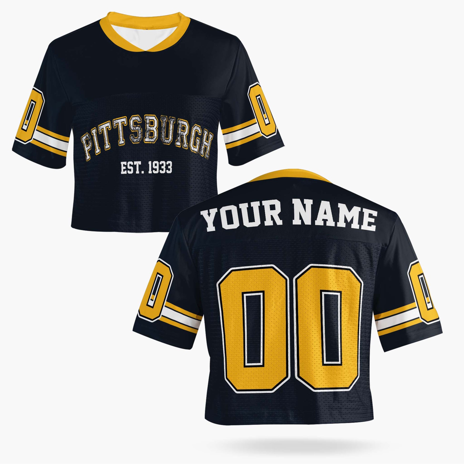 Custom Women's Crop Football Jersey Pittsburgh - Design Your Own